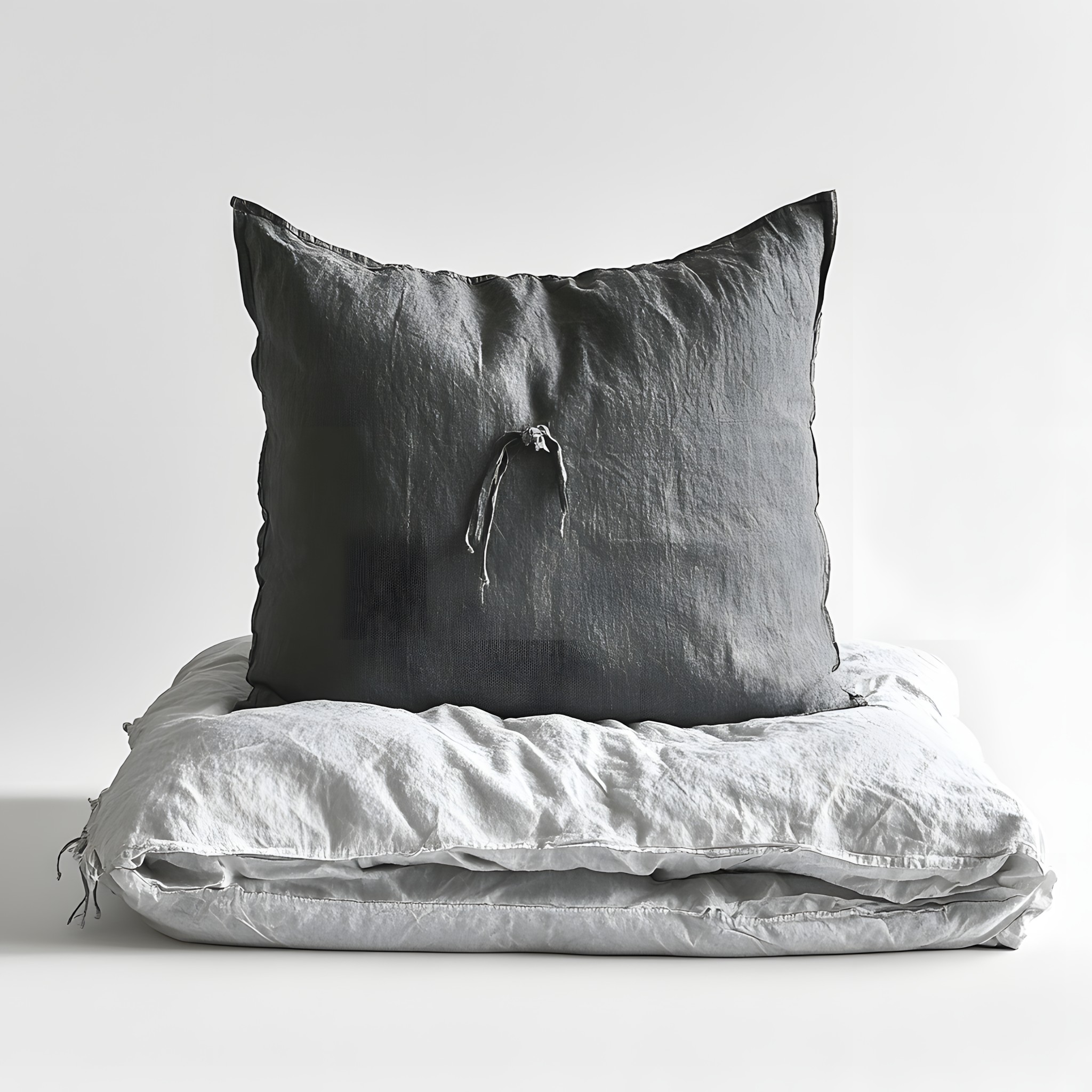 Cushion, Linens, Grey, Throw pillow, Pillow, Bedding, Duvet, Silver, Natural material, Bed sheet, Still life photography