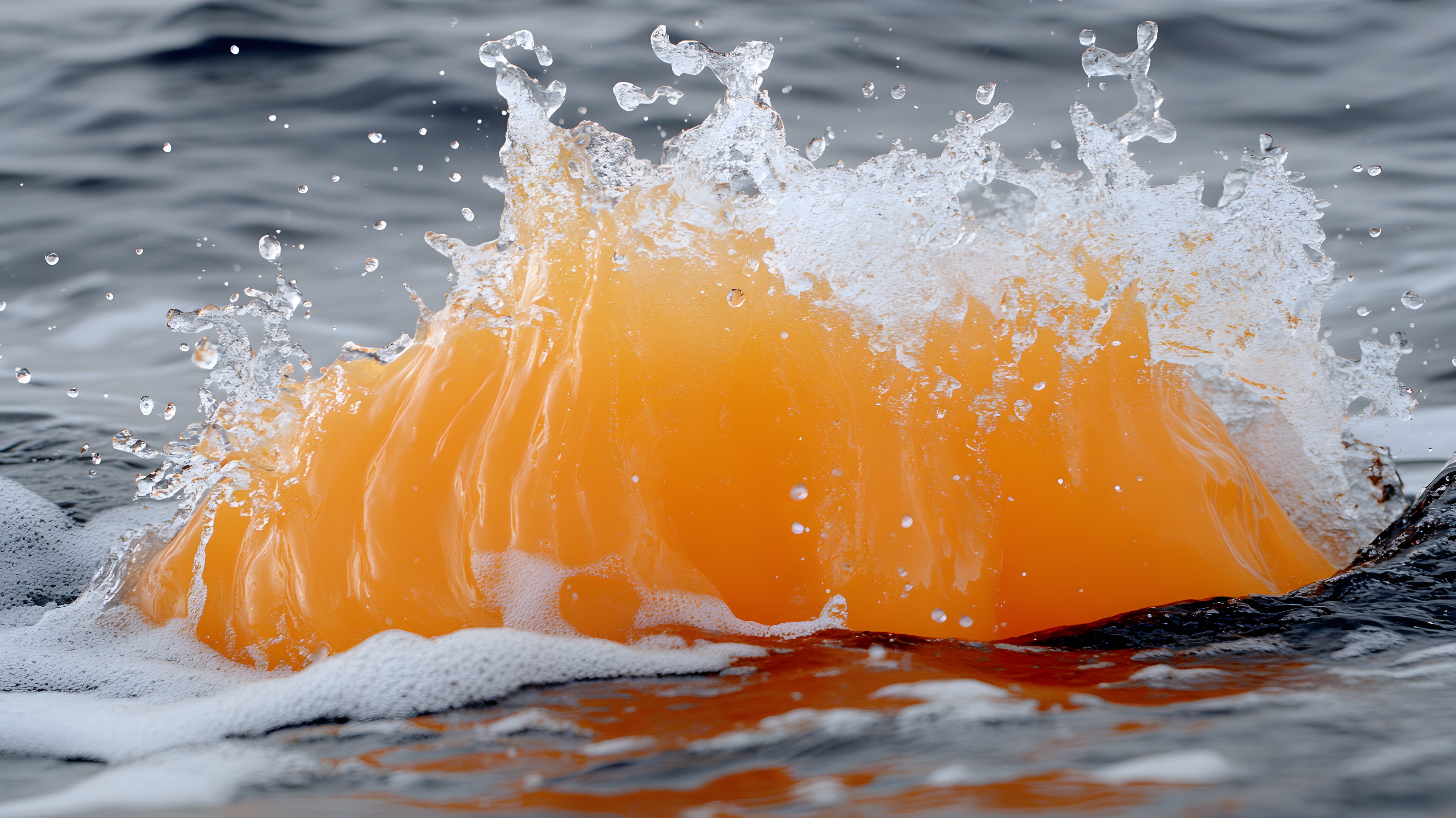 Orange, Fluid, Liquid, geological phenomenon, Sea, Ocean, Wave, Wind wave, Foam