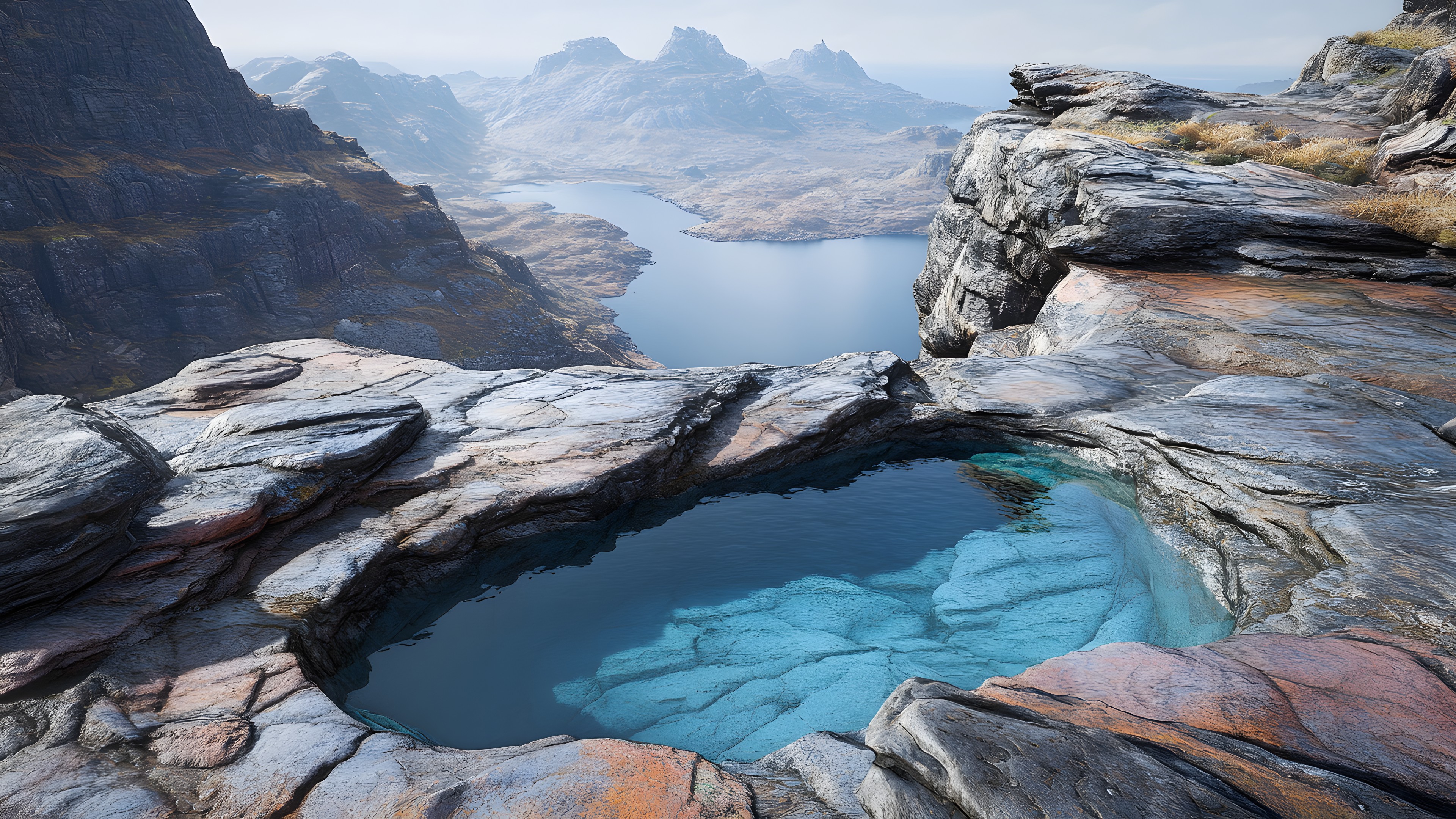 Water, Mountainous landforms, Mountain, Rock, Terrain, Geological formation, Reflection, Wilderness, Tarn, Mountain range, Geology, Lake, Bedrock, Outcrop, Fault, Valley, Reservoir, Ridge, Mountain river, Cliff