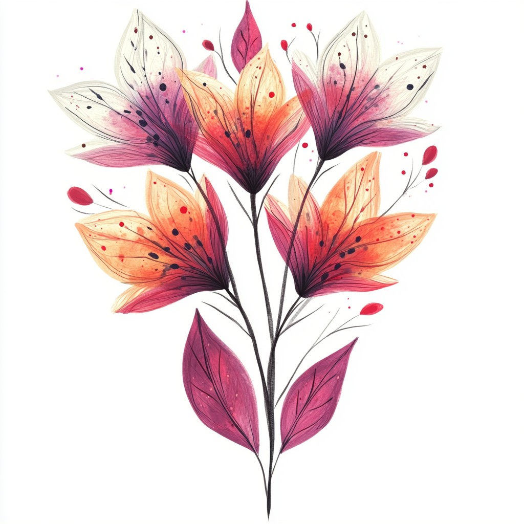 Flower, Red, Petal, Pink, Watercolor painting, Creative arts, Cut flowers, Pedicel, Floral design, Paint, Graphics, Lilies, Alstroemeriaceae, Geraniums