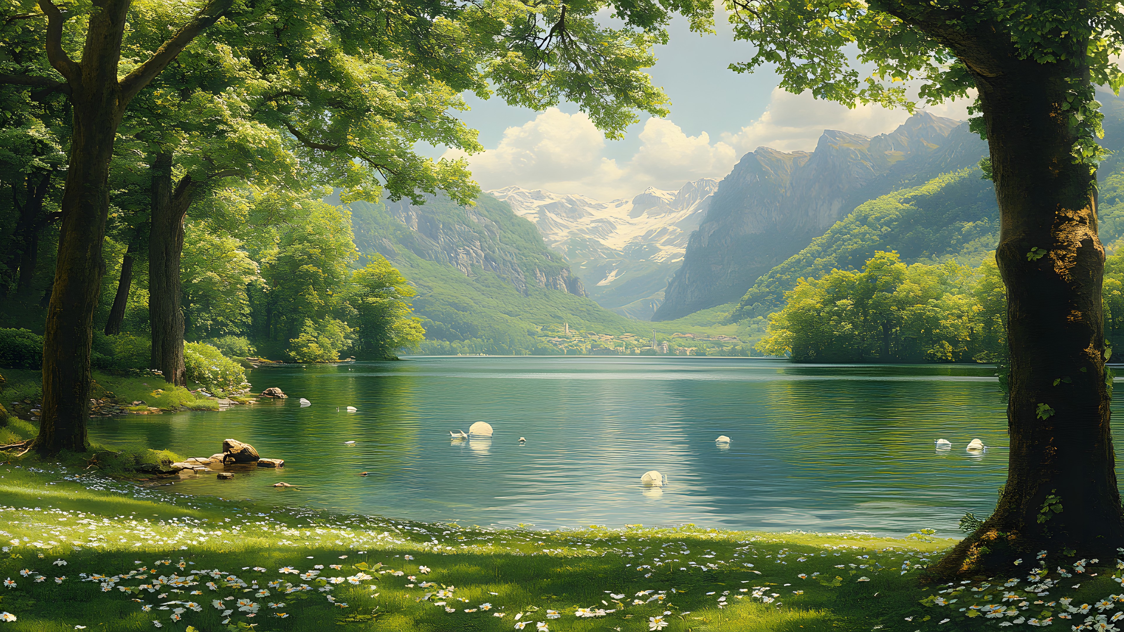 Water, Water resources, Body of water, Nature, Natural landscape, Mountainous landforms, Bank, Landscape, Watercourse, Reflection, Lake, Valley, River, Mountain range, Forest, Mountain river, Morning, Sunlight, Nature reserve, Fluvial landforms of streams