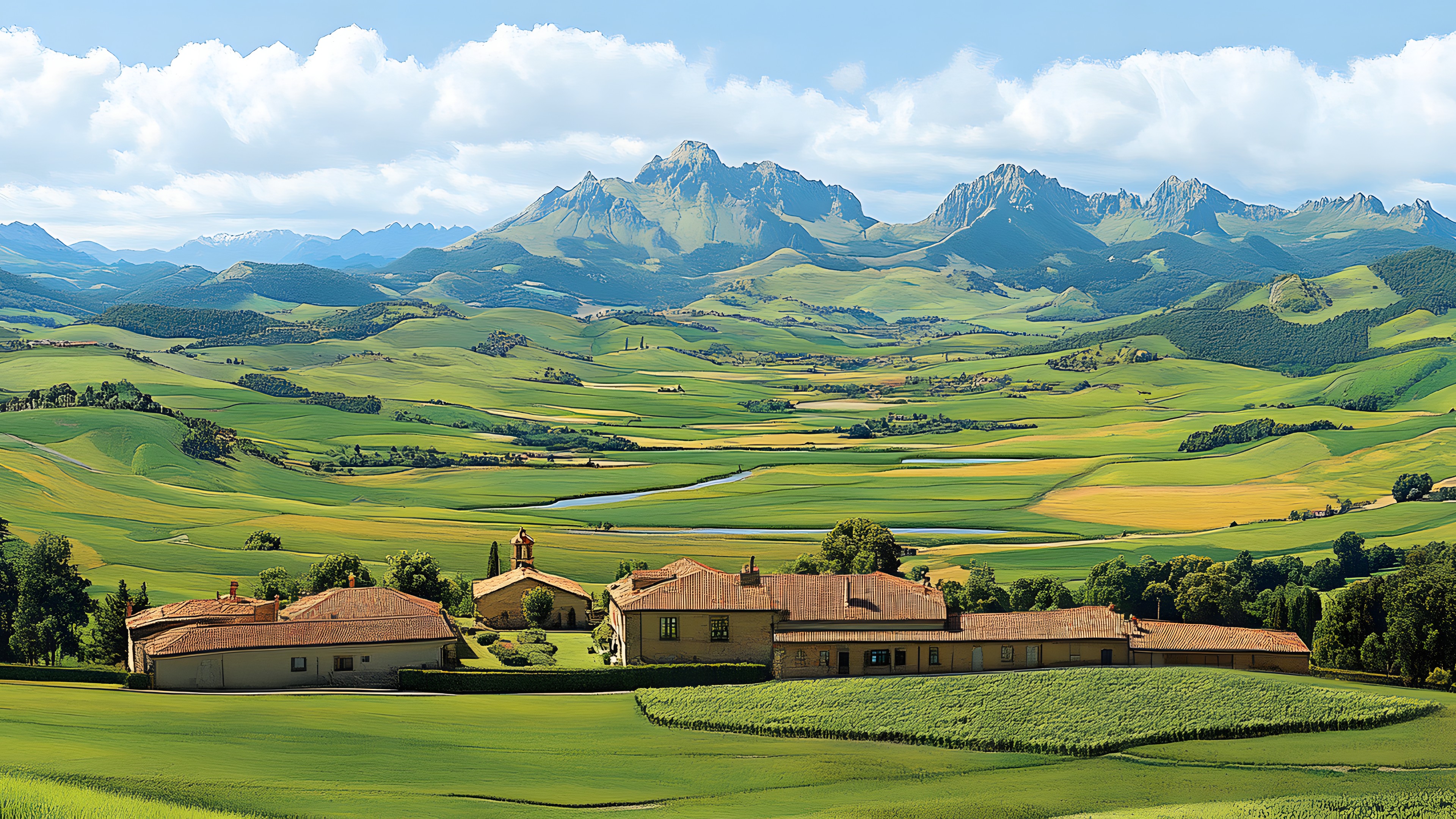 Mountainous landforms, Hill, Natural landscape, Landscape, Plain, Highland, Grassland, Mountain range, Rural area, Land lot, Valley, Field, Hill station, Meadow, Pasture, Village, Ridge, Slope, Fell, Agriculture