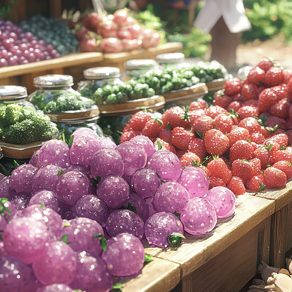 Food, Produce, Natural foods, Ingredient, Fruit, Market, Greengrocer, Food group, Berry, Retail, Grape, Seedless fruit, Staple food, Superfood, Sphere, Bazaar, Grapevines