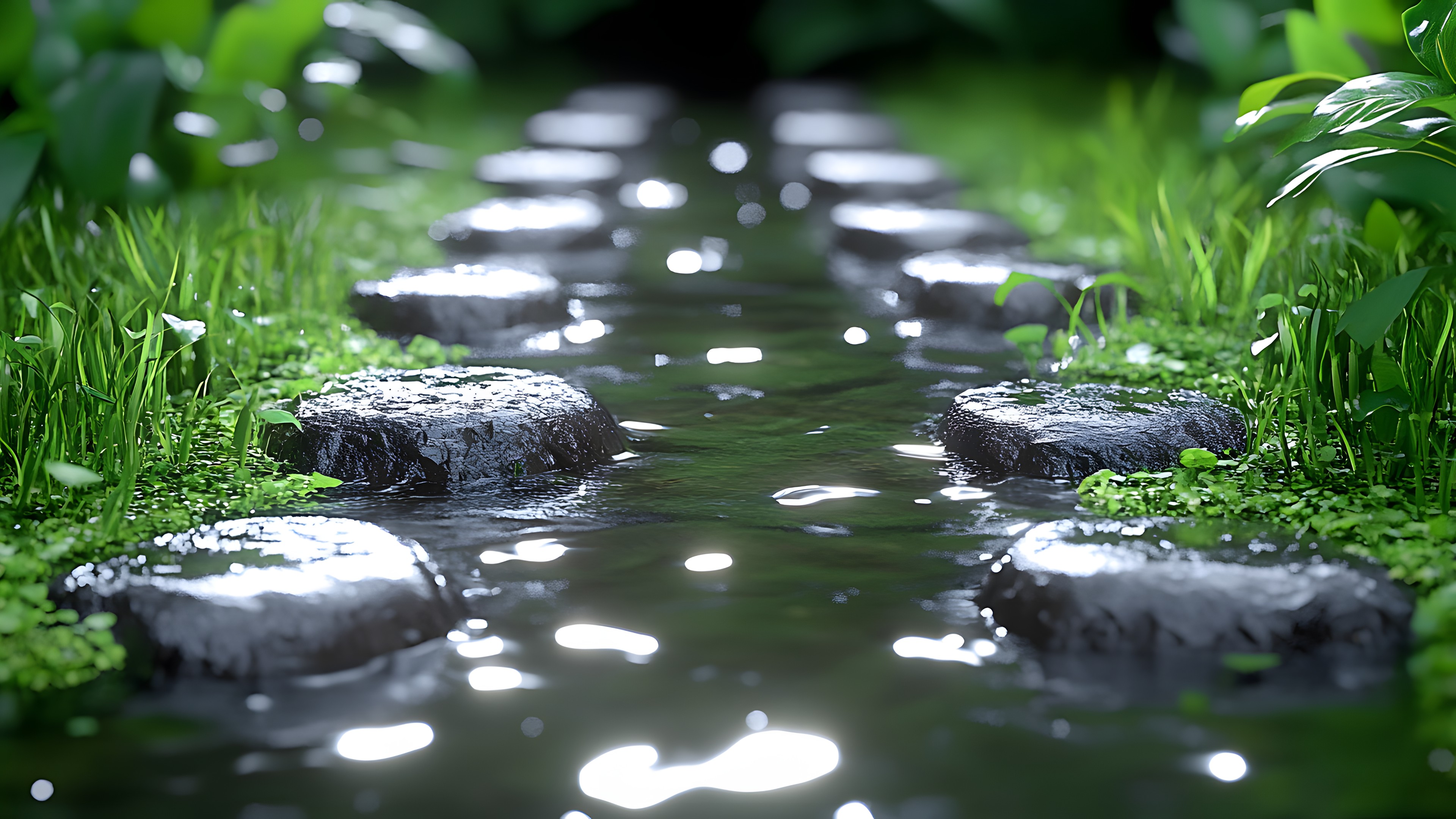 Water, Green, Watercourse, Stream, Reflection, Pebble, Algae
