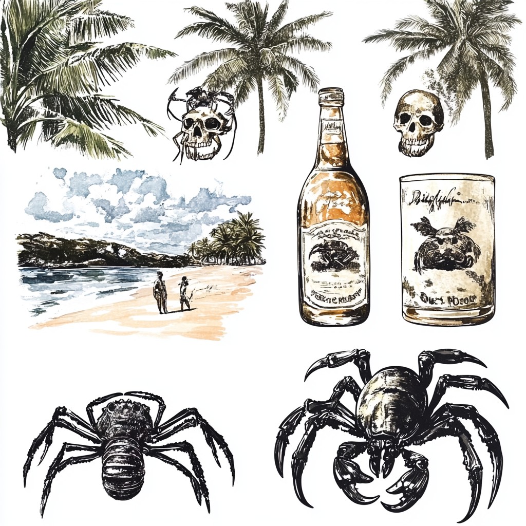Bottle, Arthropod, Liquor, Palm trees, Decapods, Crabs, Crustacean, Glass bottle