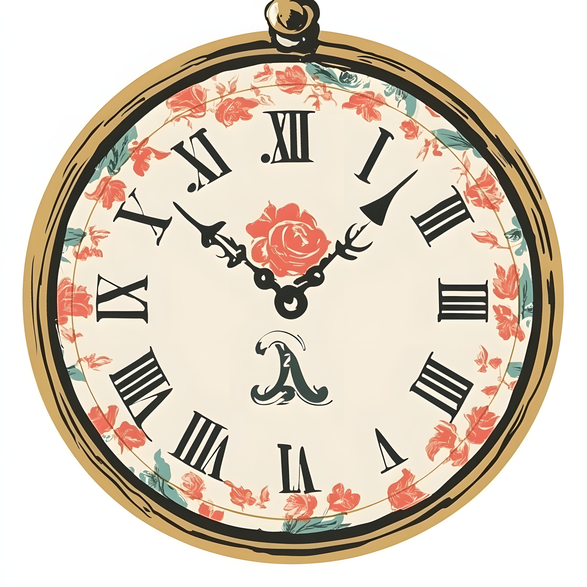 Clock, Design, Clip art, Quartz clock, Graphics, Rose family, Porcelain