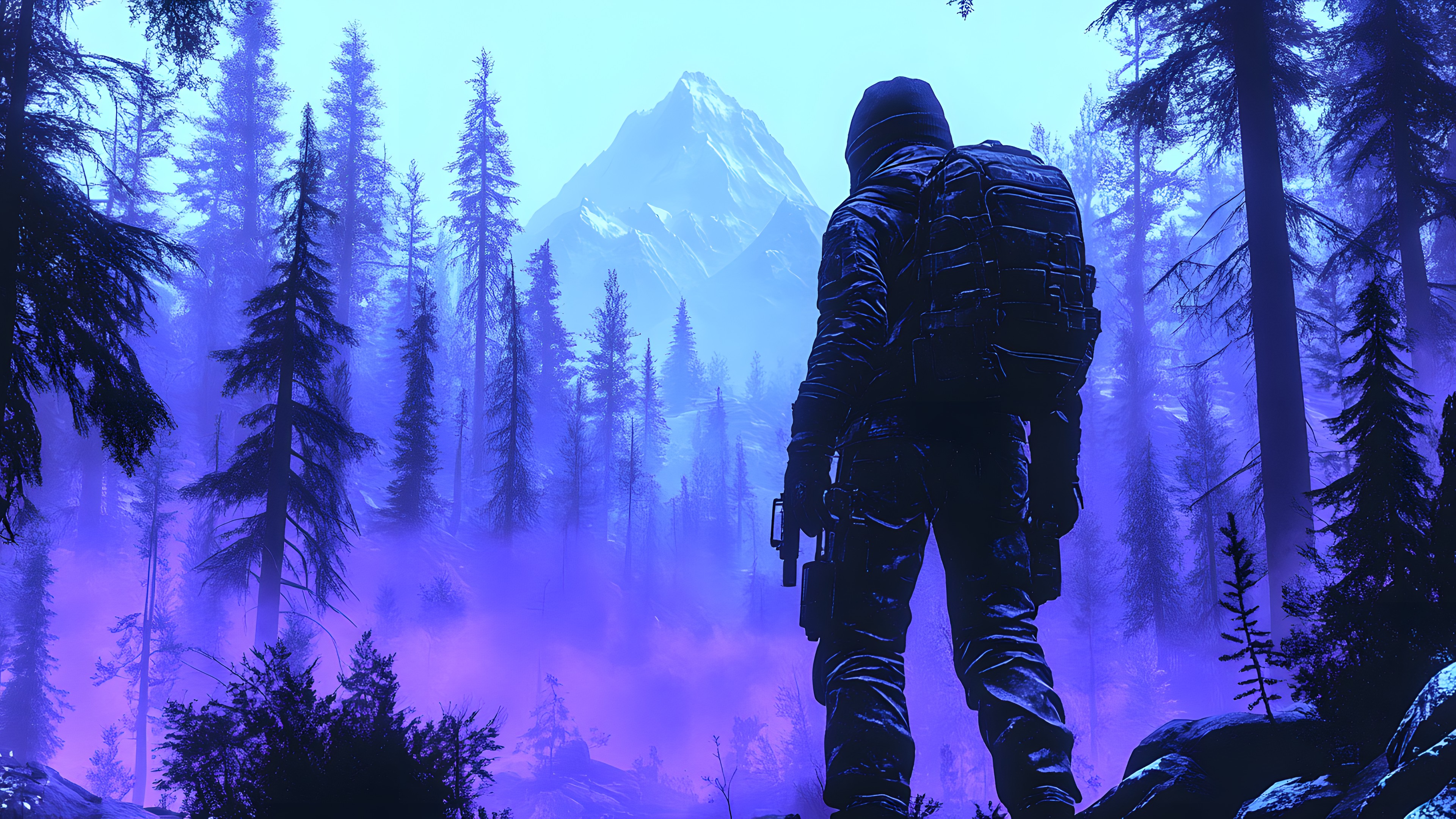 Winter, Game, Forest, PC game, Snow, Freezing, Spruce-fir forests, Old-growth forest, Woodland, Conifers, Northern hardwood forest, Adventure, Animation, Pine family, Pine, Fir, Mist, Adventure game, Larch