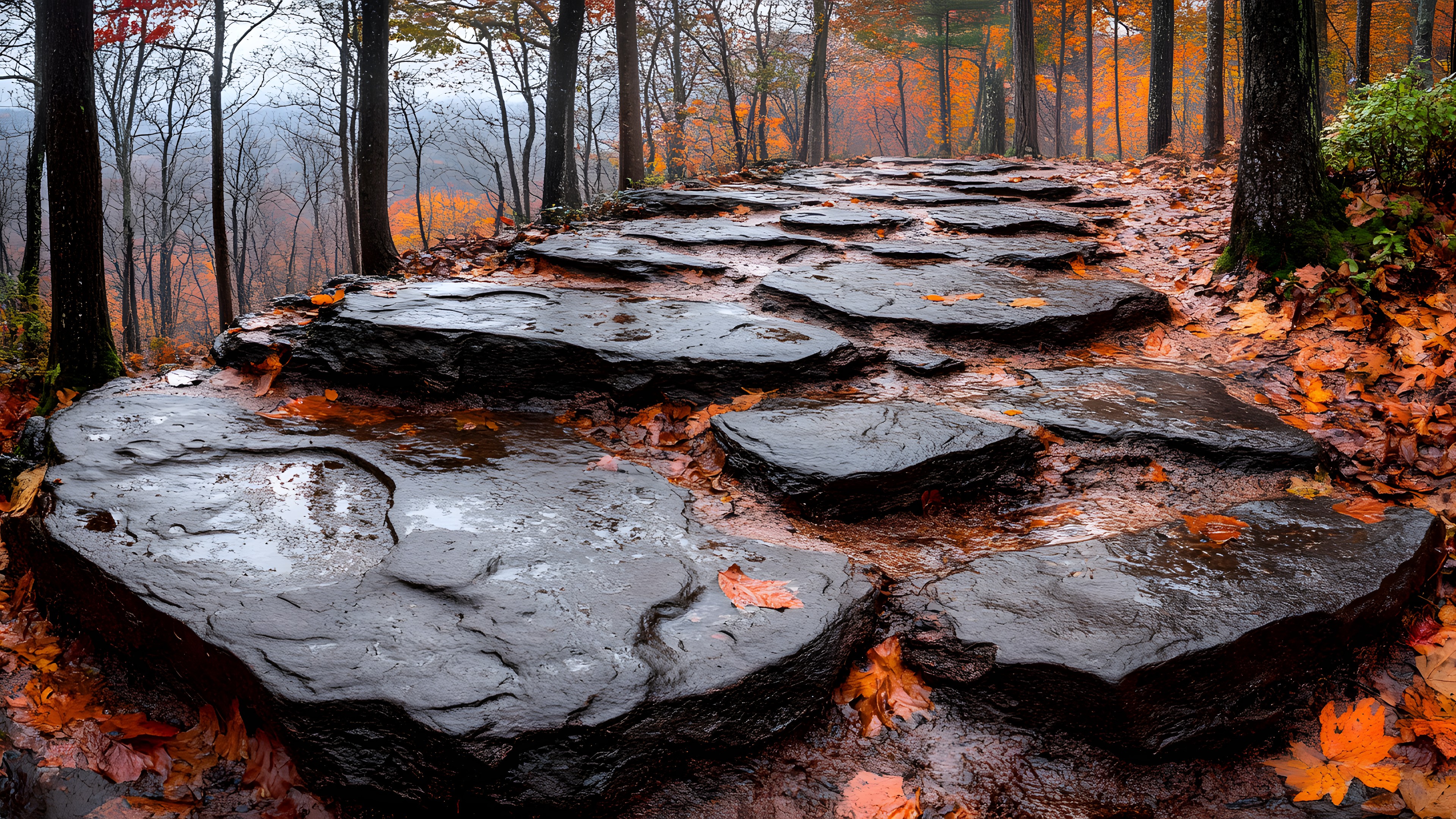 Rock, Trunk, Geology, geological phenomenon, Sunlight, Forest, Bedrock, Woodland, Northern hardwood forest, Autumn, Old-growth forest, Temperate broadleaf and mixed forest, Shadow, State park