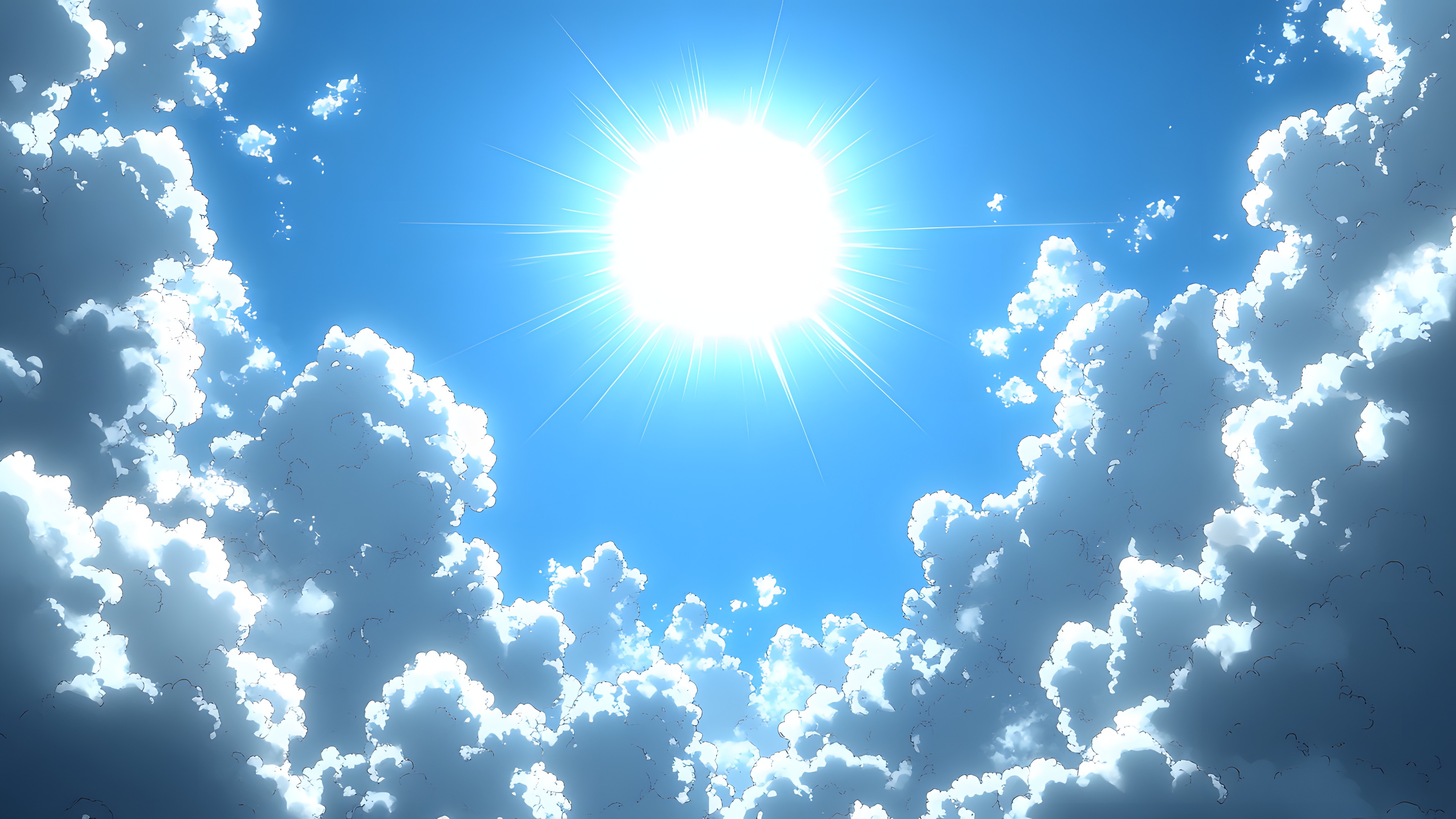 Blue, Daytime, Cloud, Sun, Cumulus, Sunlight, Meteorological phenomenon, Lens flare, Astronomical object, Backlighting