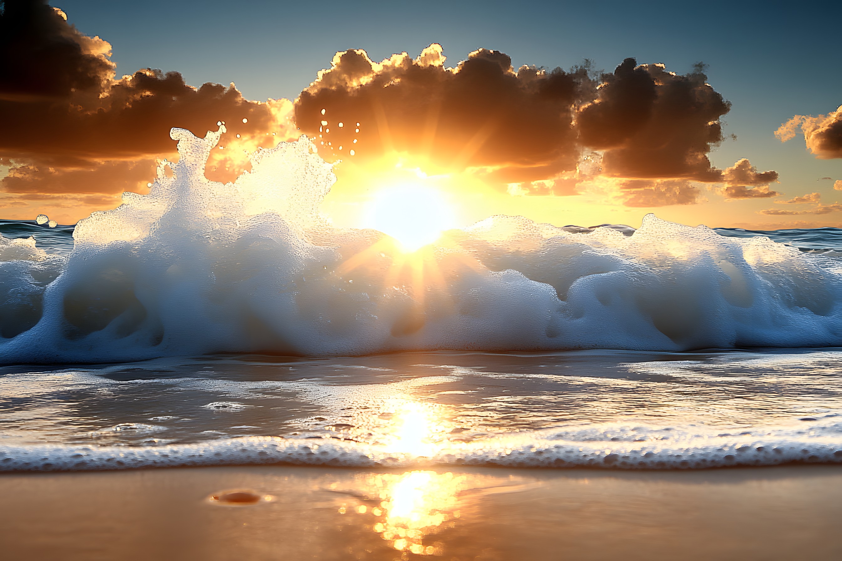 Sun, Sunset, Horizon, Fluid, Sunrise, Cloud, Orange, Sea, Dusk, Afterglow, Wave, Liquid, Astronomical object, Sunlight, Ocean, Wind wave, Evening, Beach, Morning, Shore