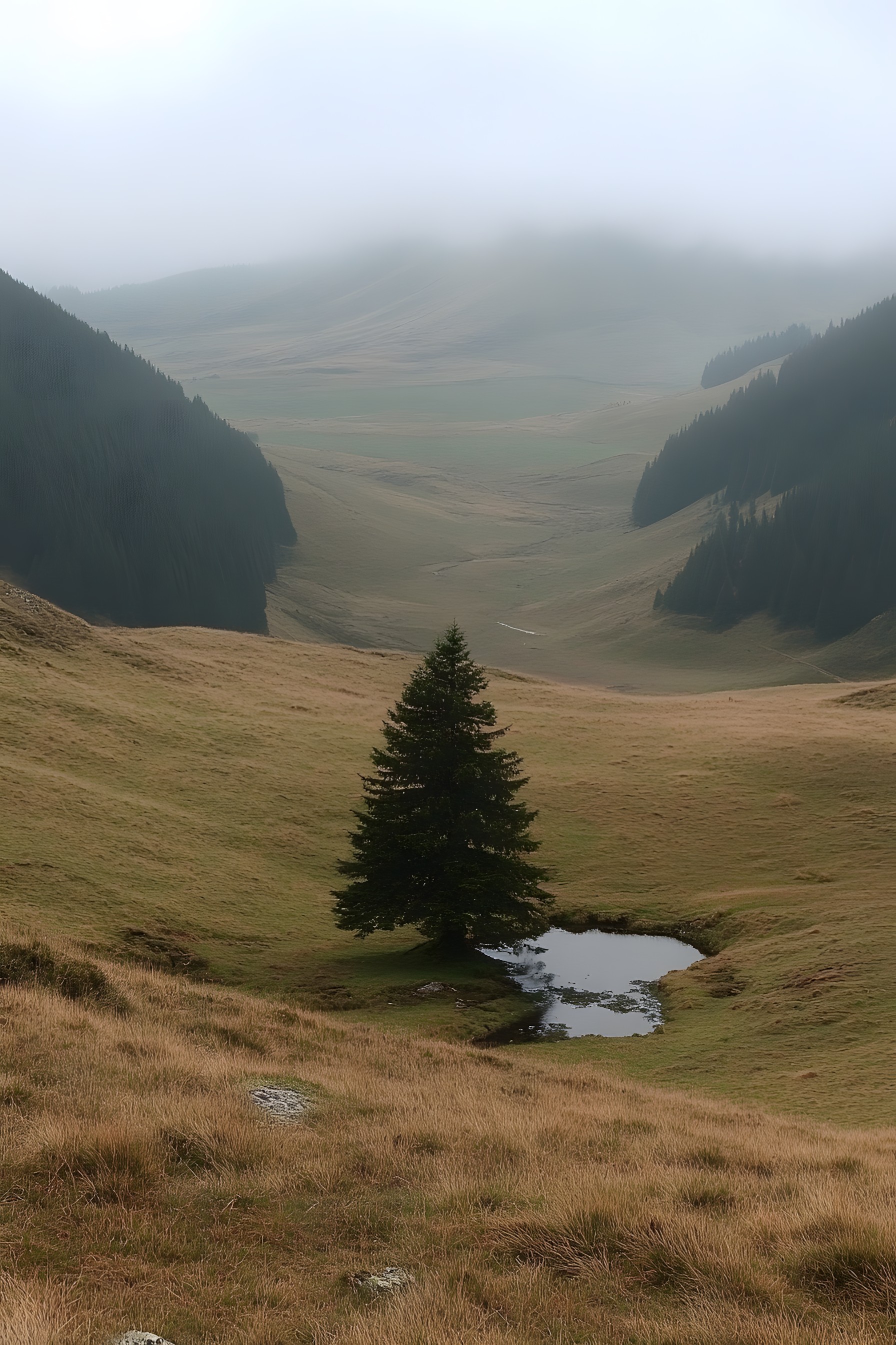 atmospheric phenomenon, Hill, Highland, Landscape, Ecoregion, Wilderness, Terrain, Hill station, Valley, Fell, Larch, Mist, Pasture, Slope, Mountain range, Conifers, Spruce-fir forests, Steppe, Chaparral, Haze