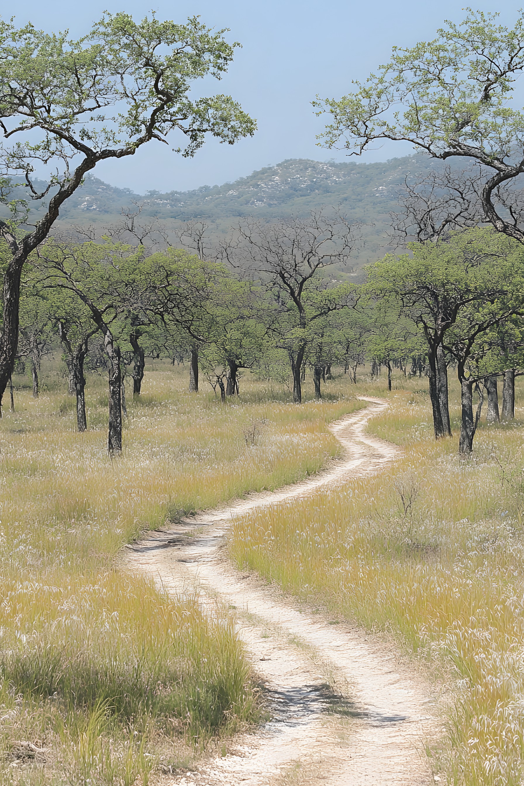 Tree, Vegetation, Natural landscape, Ecoregion, Grassland, Plant community, Savanna, Wilderness, Plain, Dirt road, Trail, Nature reserve, Trunk, Shrubland, Woody plant, Soil, Steppe, Prairie, Chaparral, Woodland