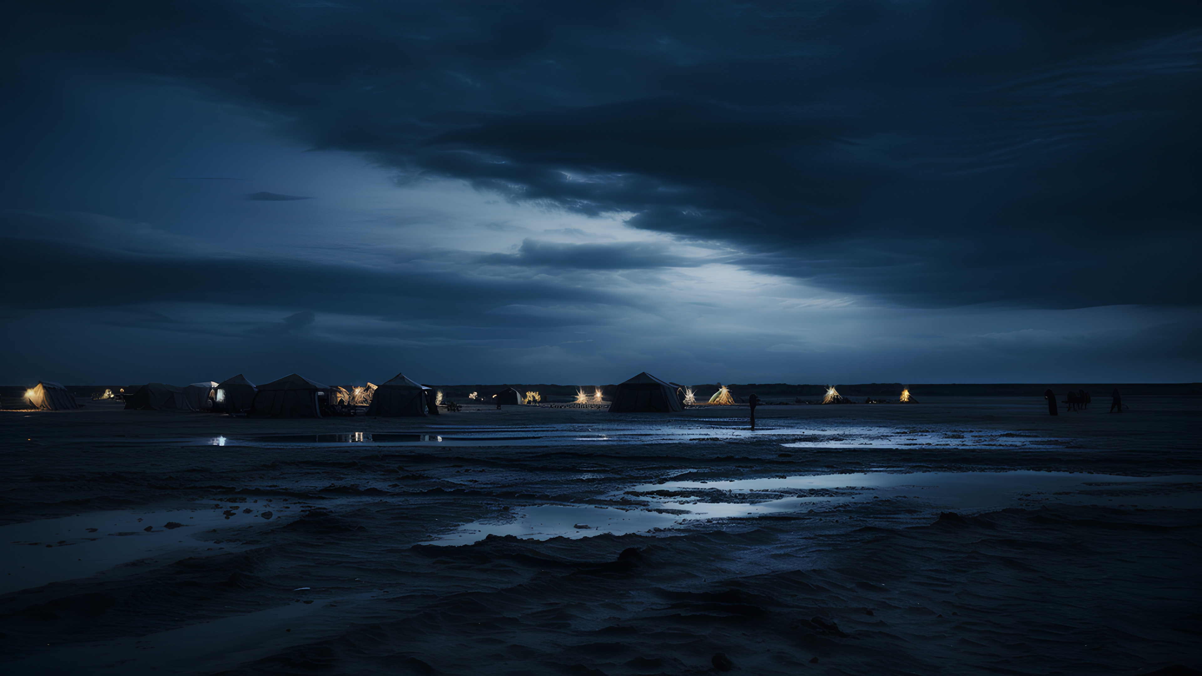 Cloud, Water, Sky, Atmosphere, Fluid, Horizon, Dusk, Beach, Cumulus, Lake, Landscape, Calm, Wind wave, Wind, Midnight, Darkness, Shore, Reflection, Ocean, Meteorological phenomenon