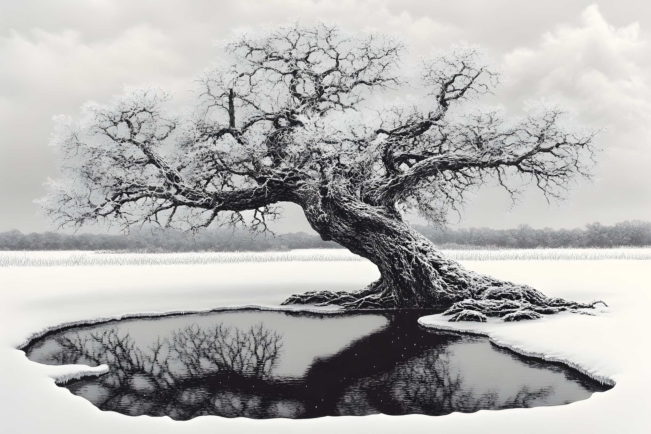 Branch, Monochrome photography, White, Black, Black and white, Monochrome, Trunk, Twig, Woody plant, Reflection, Still life photography, Wetland