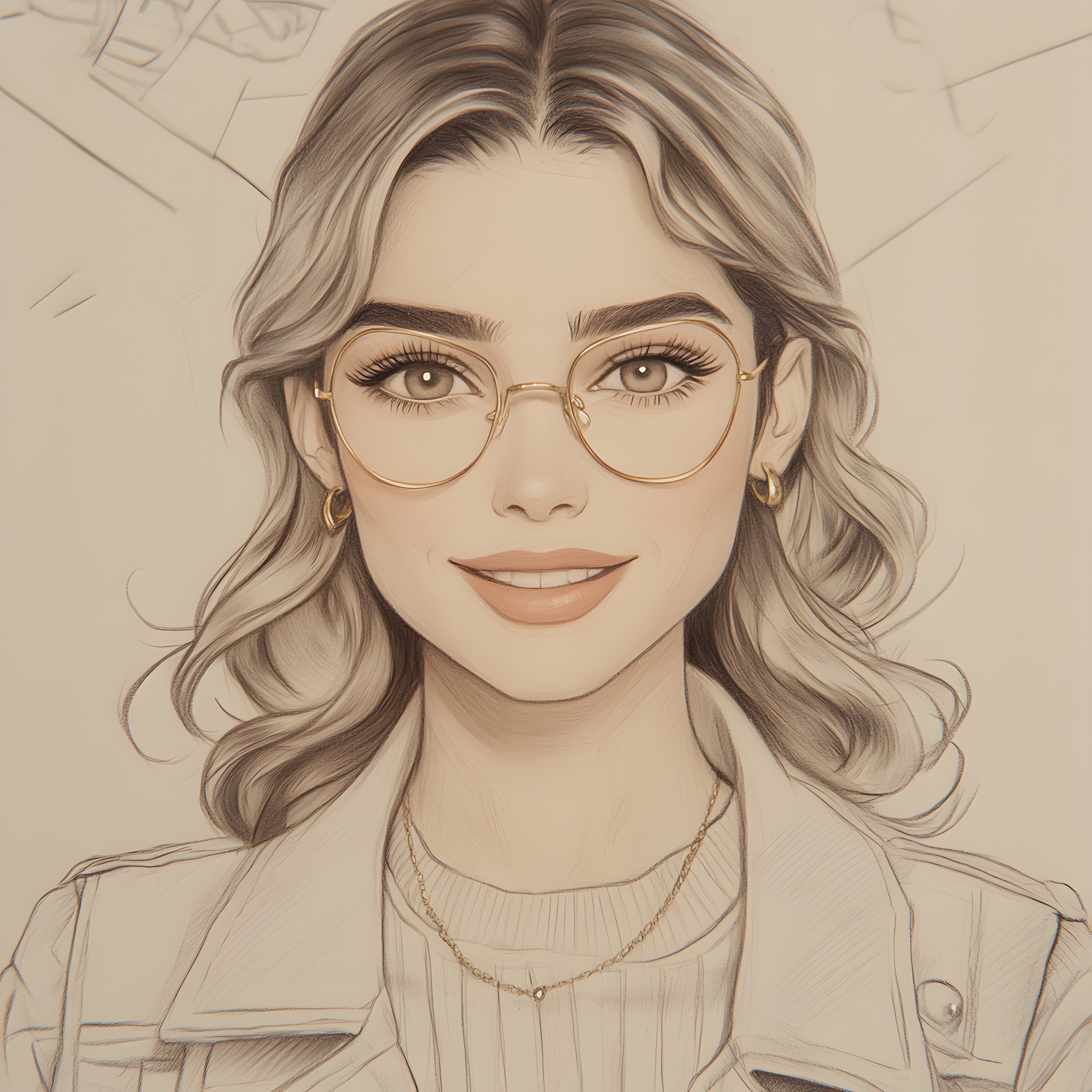 Eyebrow, Eyewear, Eyelash, Drawing, Fashion illustration, Illustration, Long hair, Portrait, Line art, Sketch, Self-portrait, No expression, Graphics, Lipstick