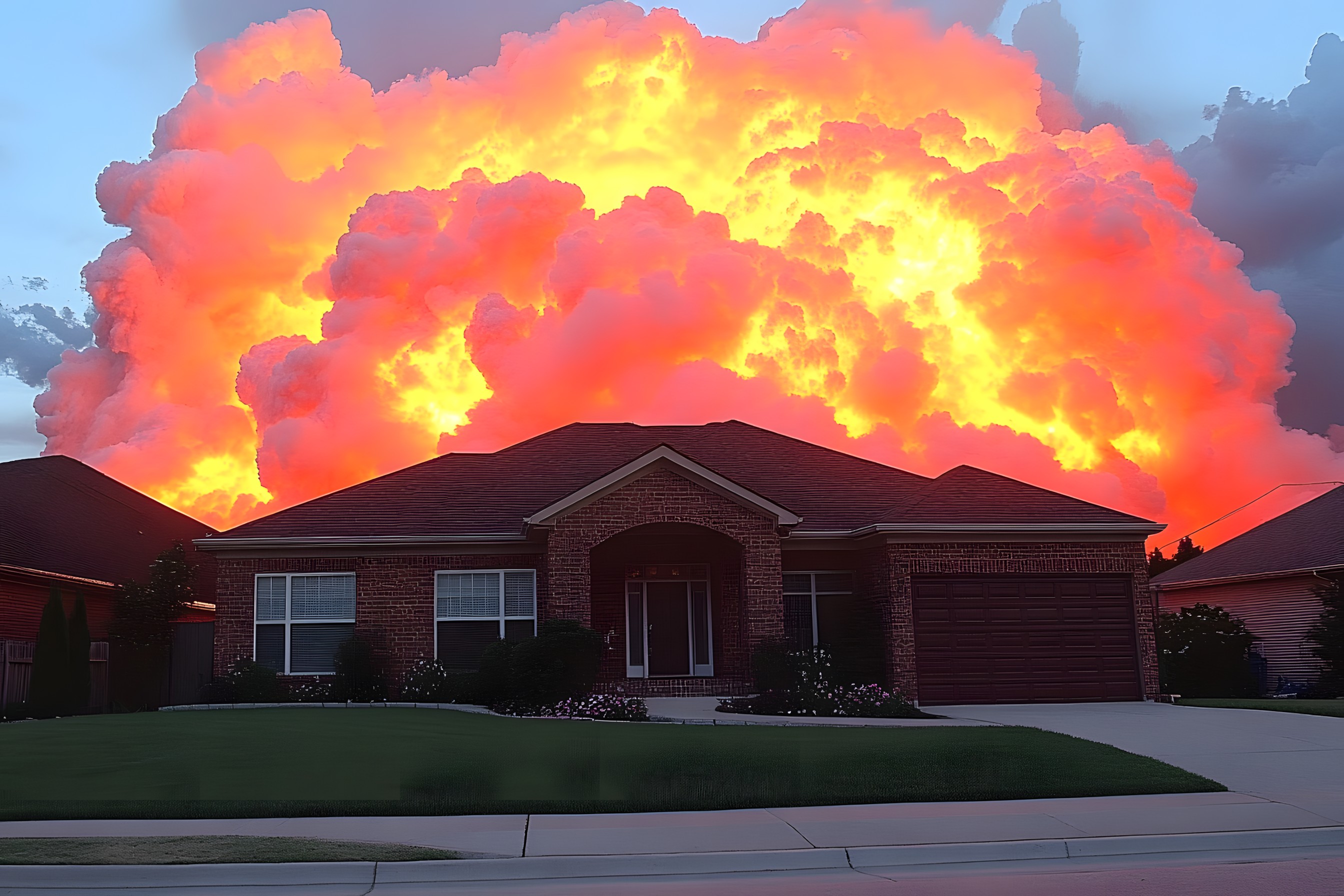 Cloud, Smoke, Orange, Cumulus, Heat, Meteorological phenomenon, Pollution, Explosion, Evening, Dusk, Fire