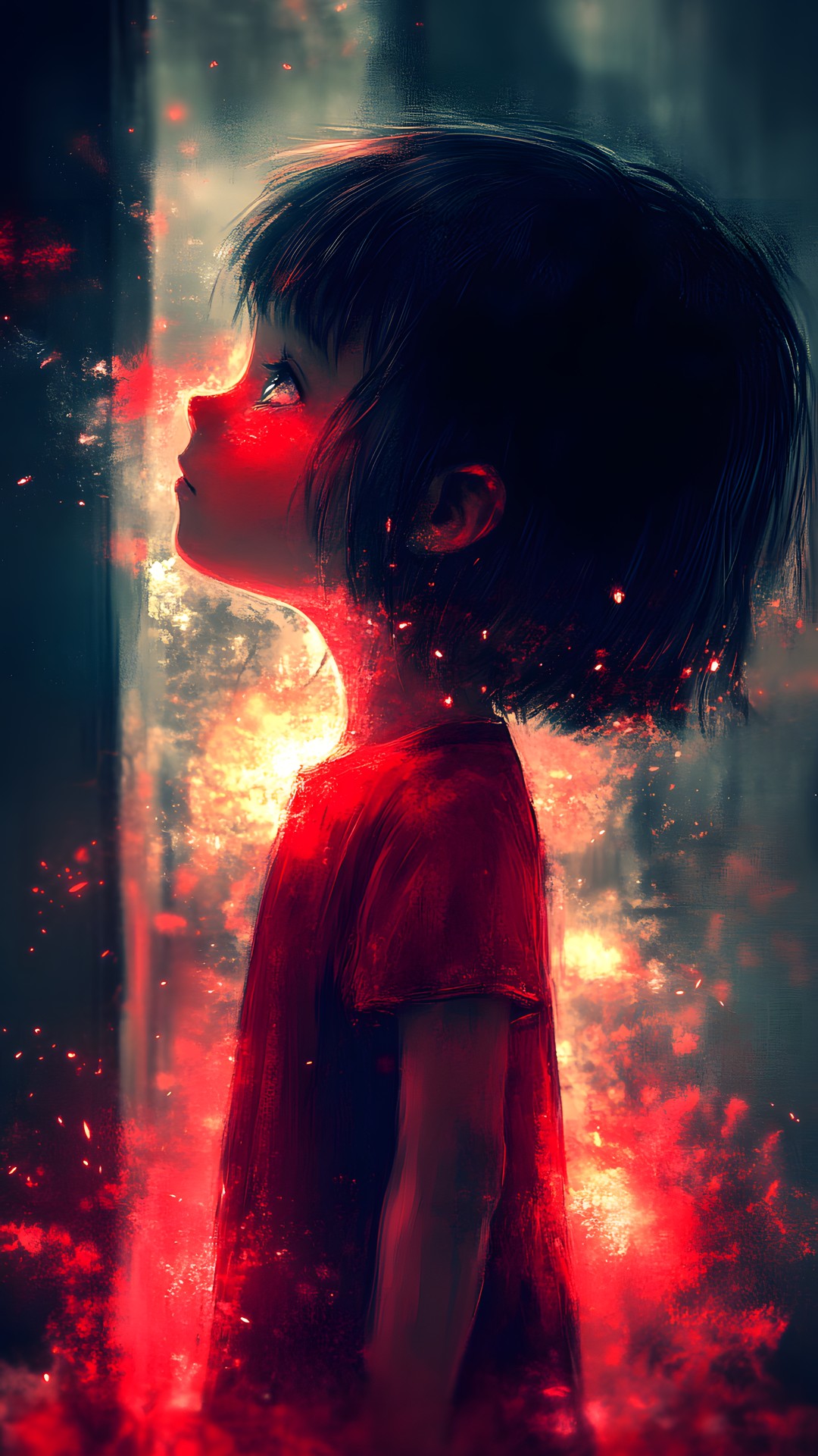 Red, Facial expression, Child, Graphics, Animation, CG artwork, Animated cartoon, Fictional character, Wings