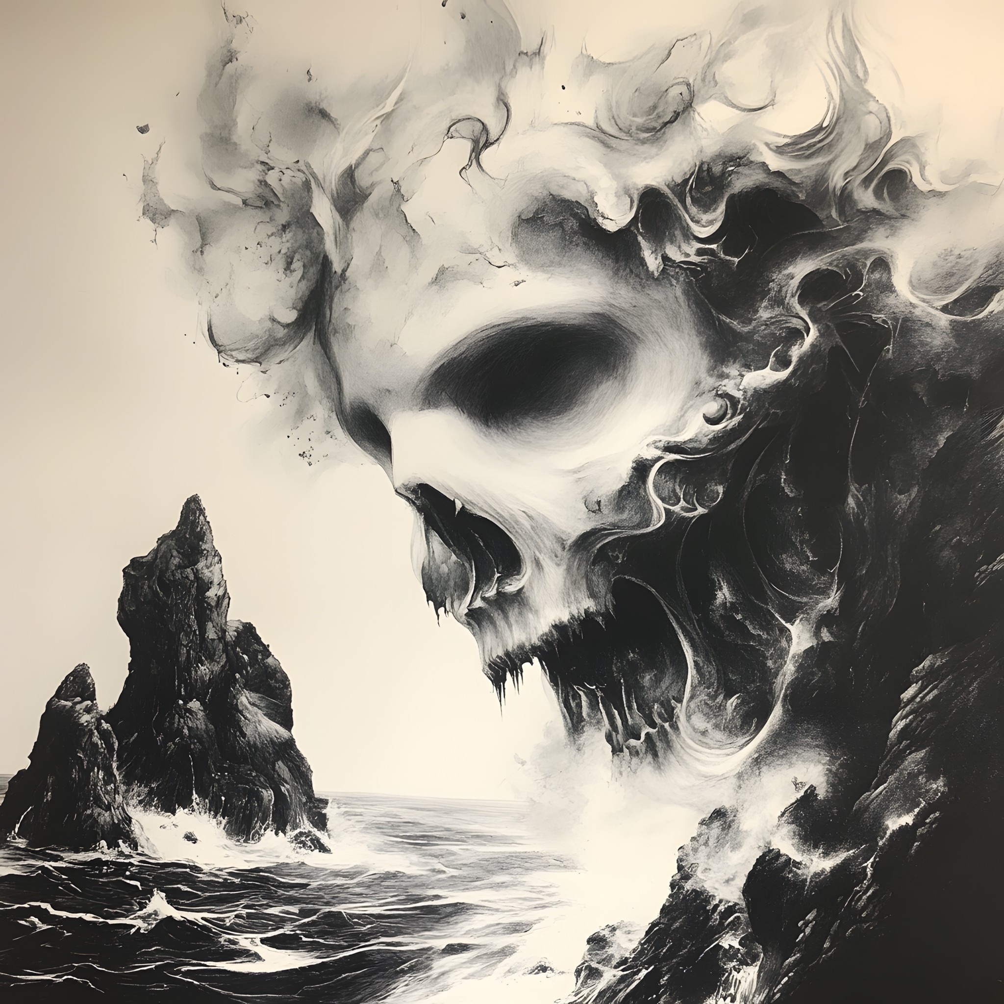 Bone, Skull, Sea, Ocean, Skeleton, Wind wave, Wind, Wave, Fictional character