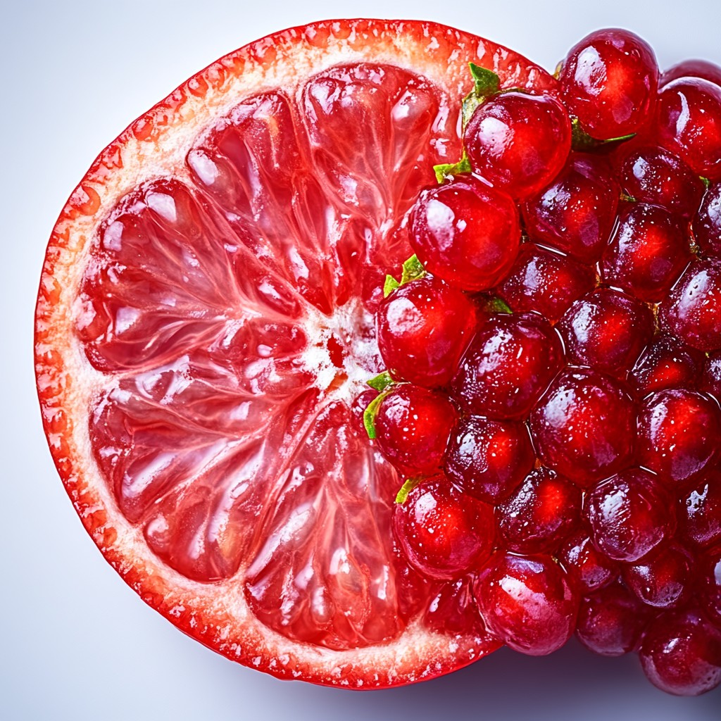 Red, Fruit, Produce, Ingredient, Food, Pink, Natural foods, Close-up, Seedless fruit, Macro photography, Pomegranate, Superfood, Still life photography