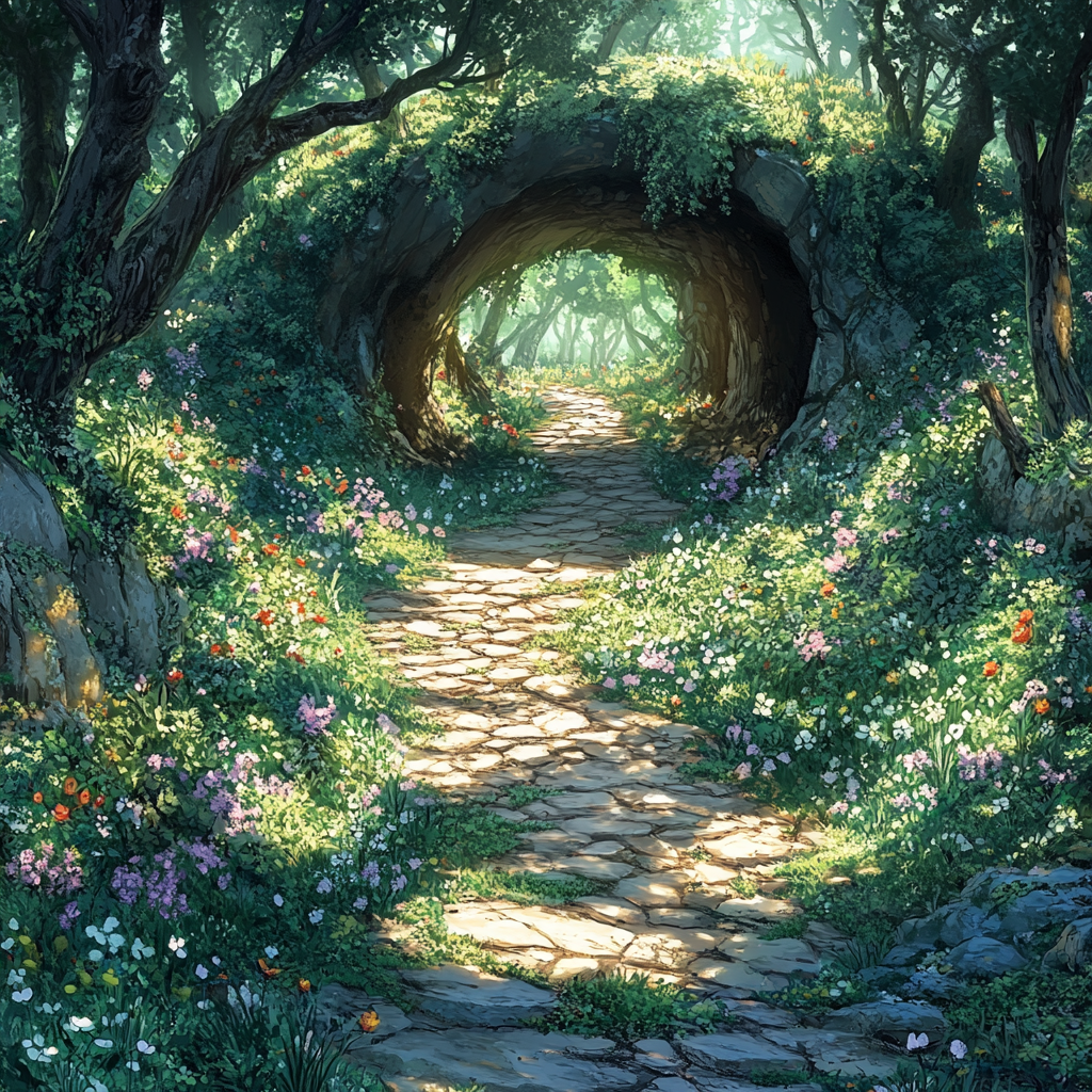 Plants, Garden, Painting, Trail, Landscaping, Watercolor painting, Modern art, Botanical garden, Woodland, Acrylic paint, Paint, Art Paint, Old-growth forest, Walkway