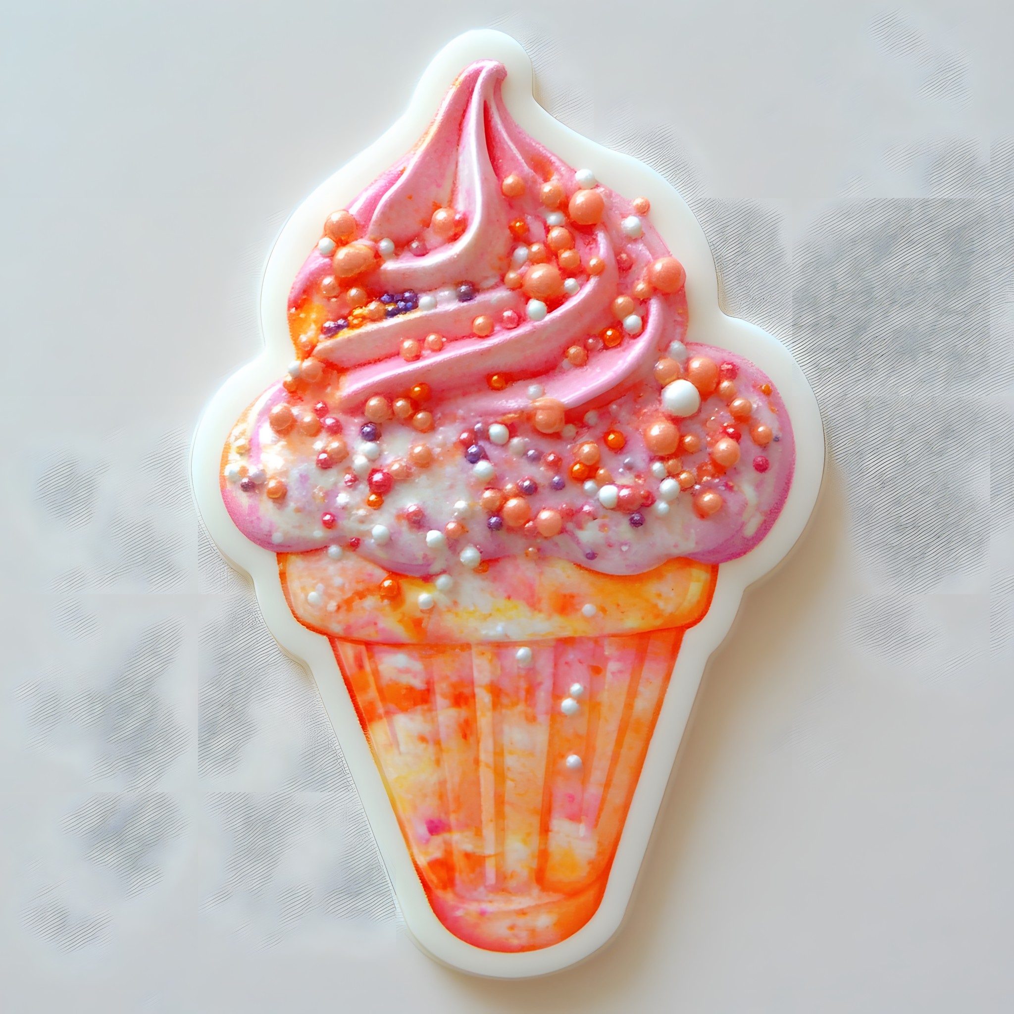 Ice cream cone, Pink, Dessert, Icing, Ice cream, Frozen dessert, Cream, Food, Cone, Dairy product, Soft serve, Finger food, Sprinkles