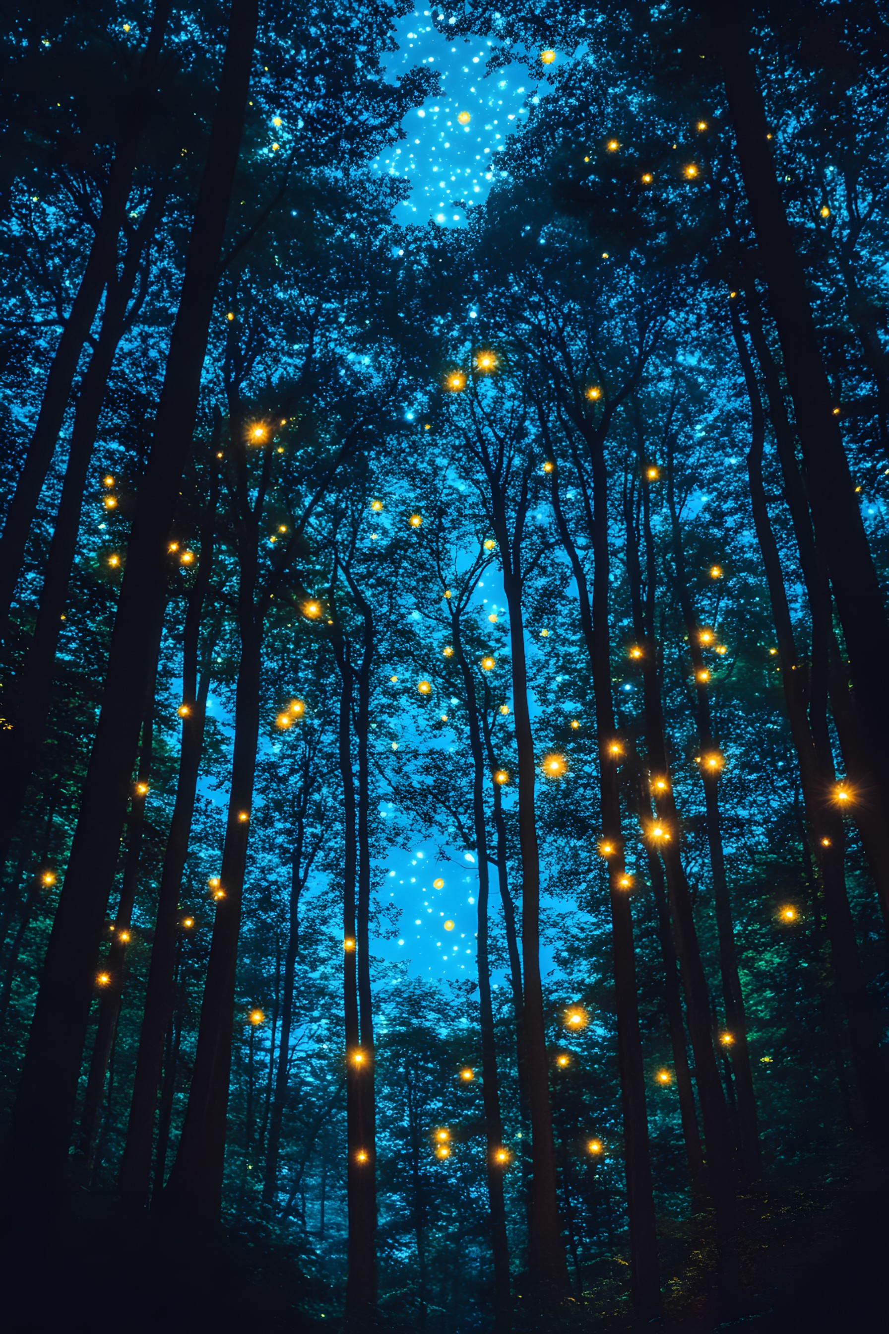 Branch, Night, Forest, Twig, Trunk, Woody plant, Northern hardwood forest, Woodland, Midnight, Old-growth forest, Jungle, Temperate broadleaf and mixed forest, Astronomical object, Star, Tropical and subtropical coniferous forests, Spruce-fir forests, Grove, Lens flare, Valdivian temperate rain forest, Backlighting