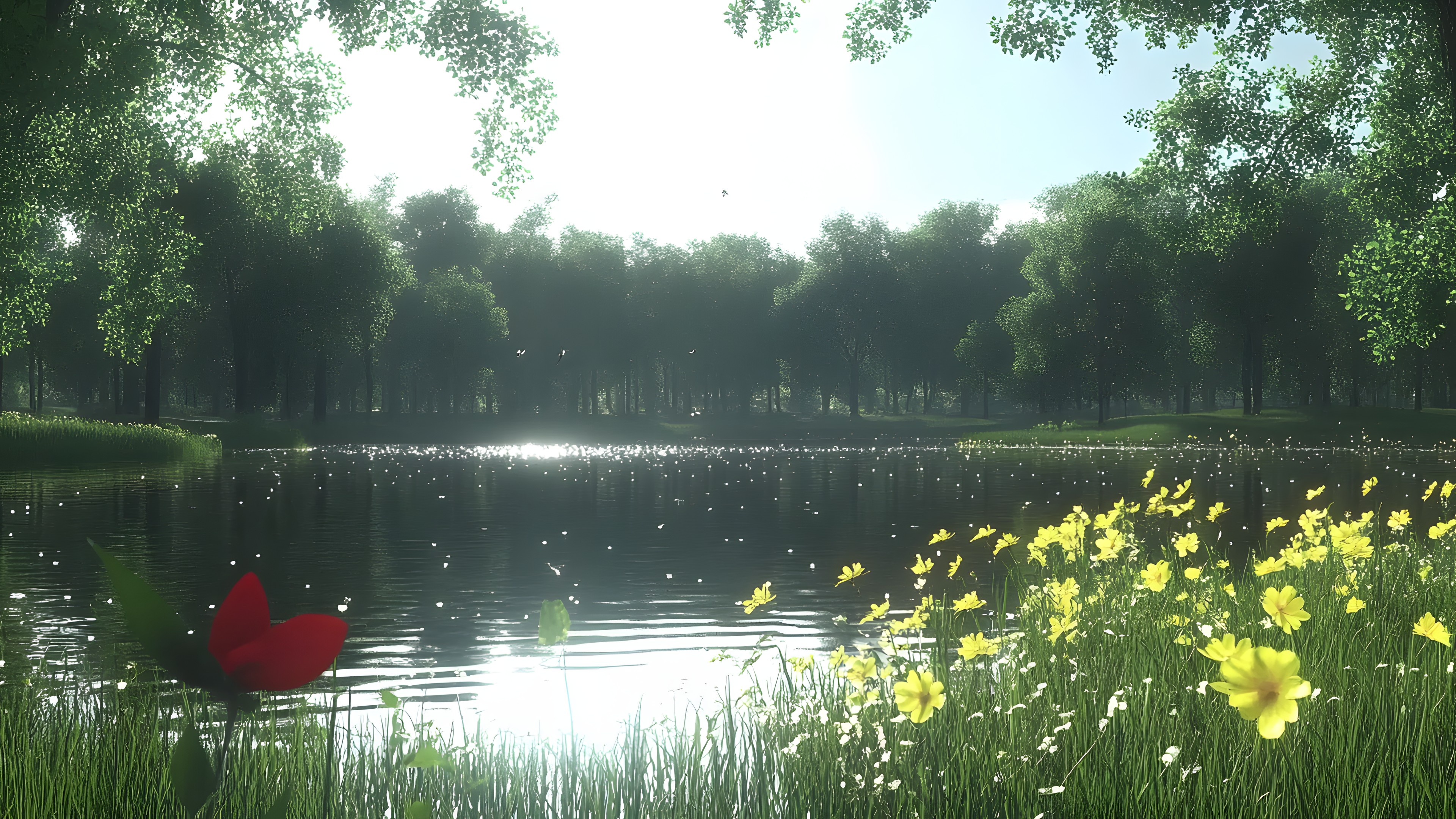 Green, Grass, Nature, Grasses, Spring, Reflection, Meadow, Garden, Pond, Wetland, Herbaceous plant, Aquatic plant, Marsh, Freshwater marsh, Wildflower, Lacustrine plain, Fen, Bayou, Swamp, Evergreen