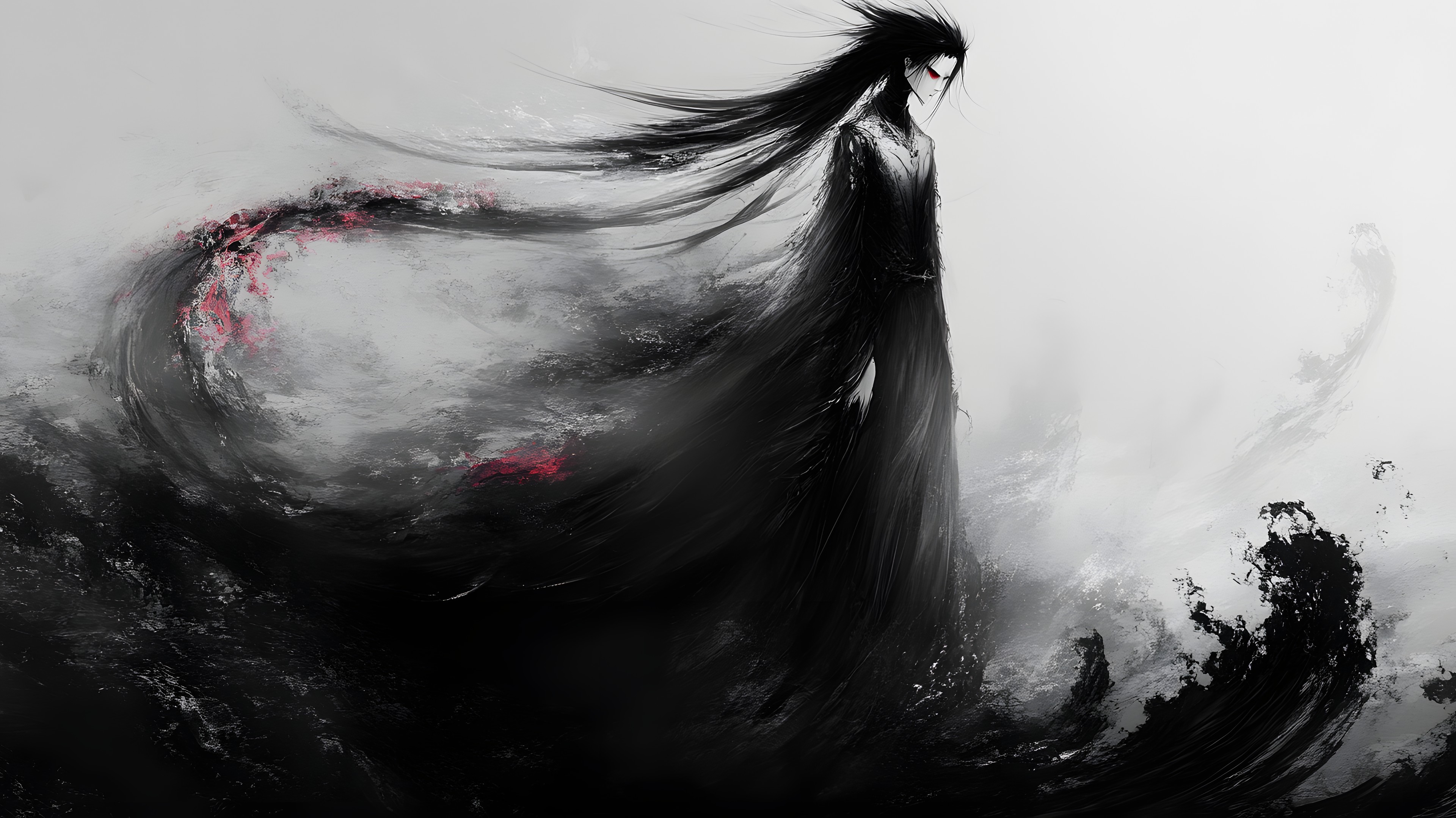 CG artwork, Long hair, Fictional character, Wind, Anime, Animation, Graphics, Graphic design, Fiction