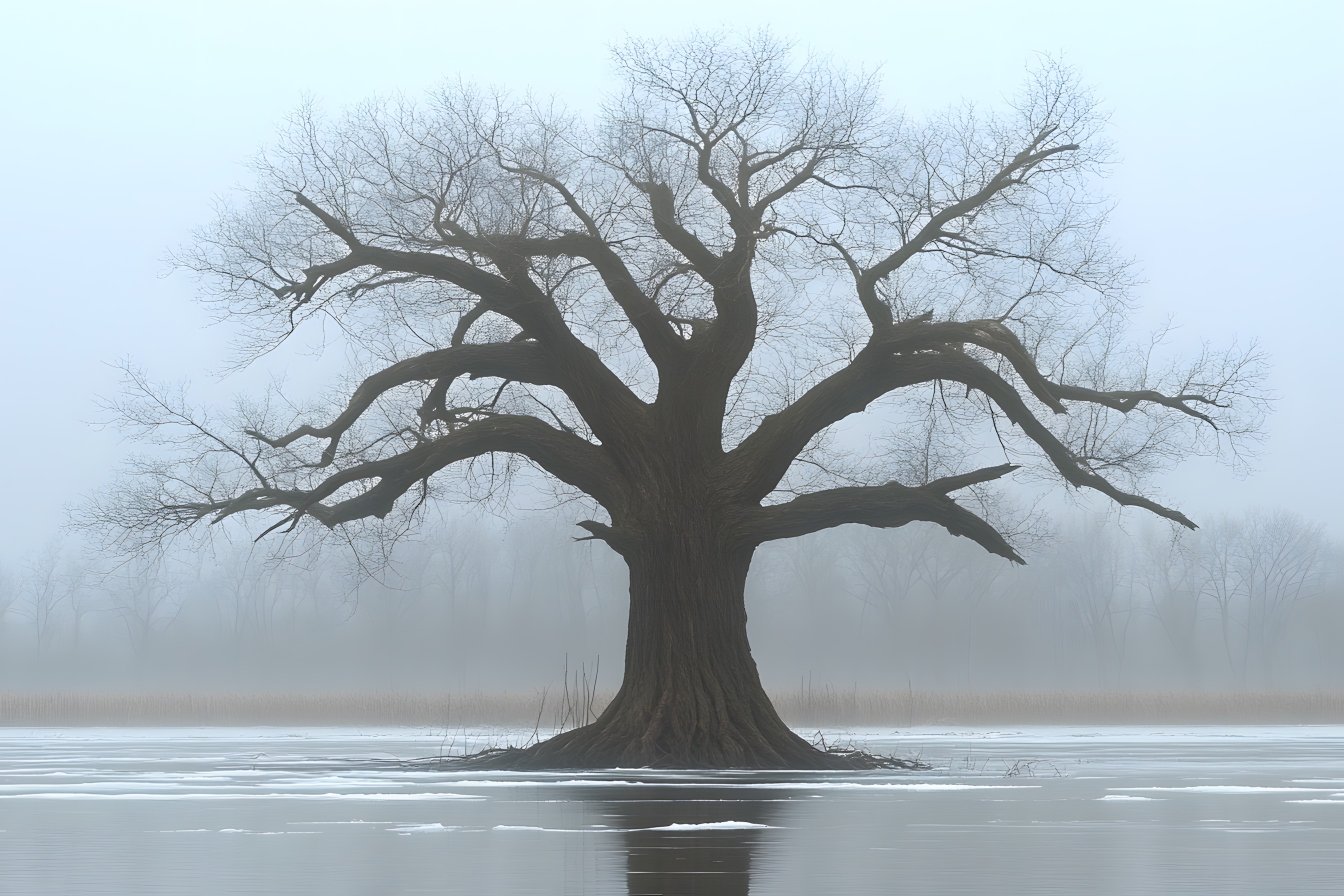 Nature, Branch, atmospheric phenomenon, Twig, Trunk, Reflection, Woody plant, Mist, Lake, River, Reservoir, Fog, Loch, Lake District, Evening, Haze, Wind, Floodplain, Wetland, Bayou