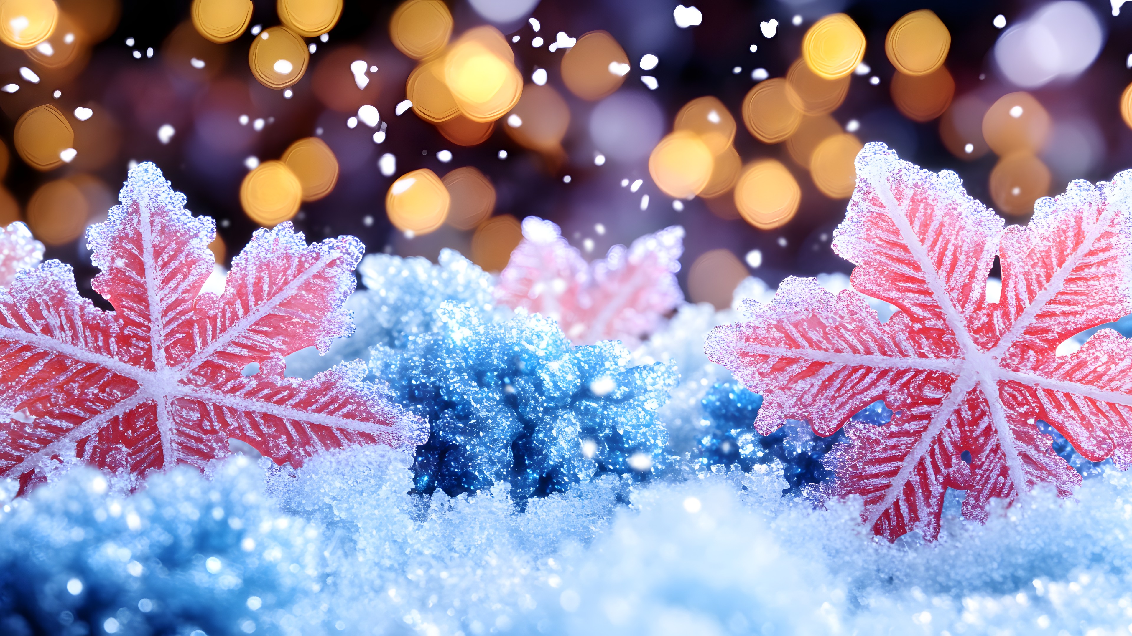 Red, Winter, Frost, Snowflake, Freezing, Snow, Christmas Day, Christmas decoration, Ice