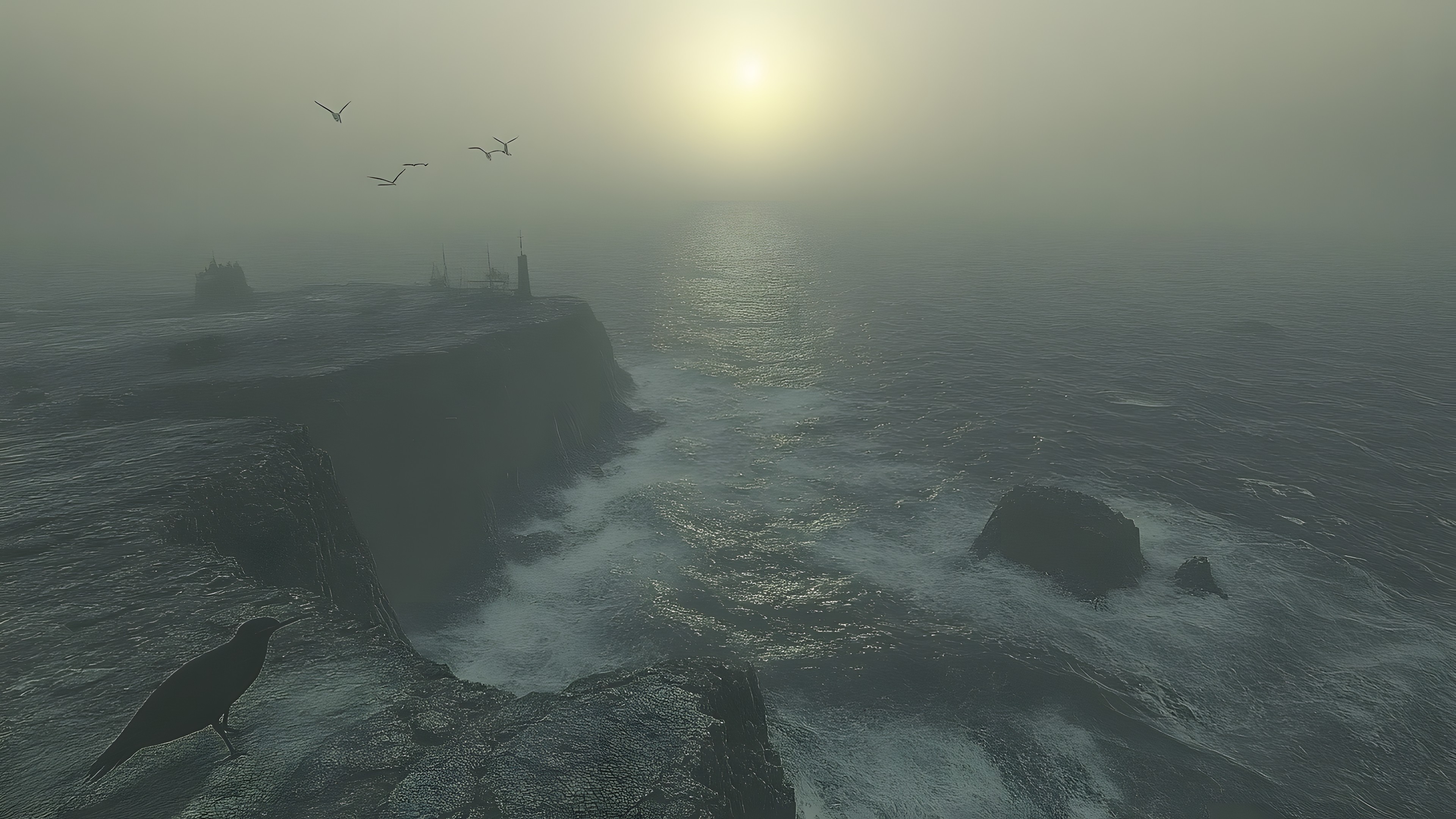 atmospheric phenomenon, Mist, Sea, Ocean, geological phenomenon, Fog, Haze, Wind, Digital compositing, Wind wave, Headland, PC game