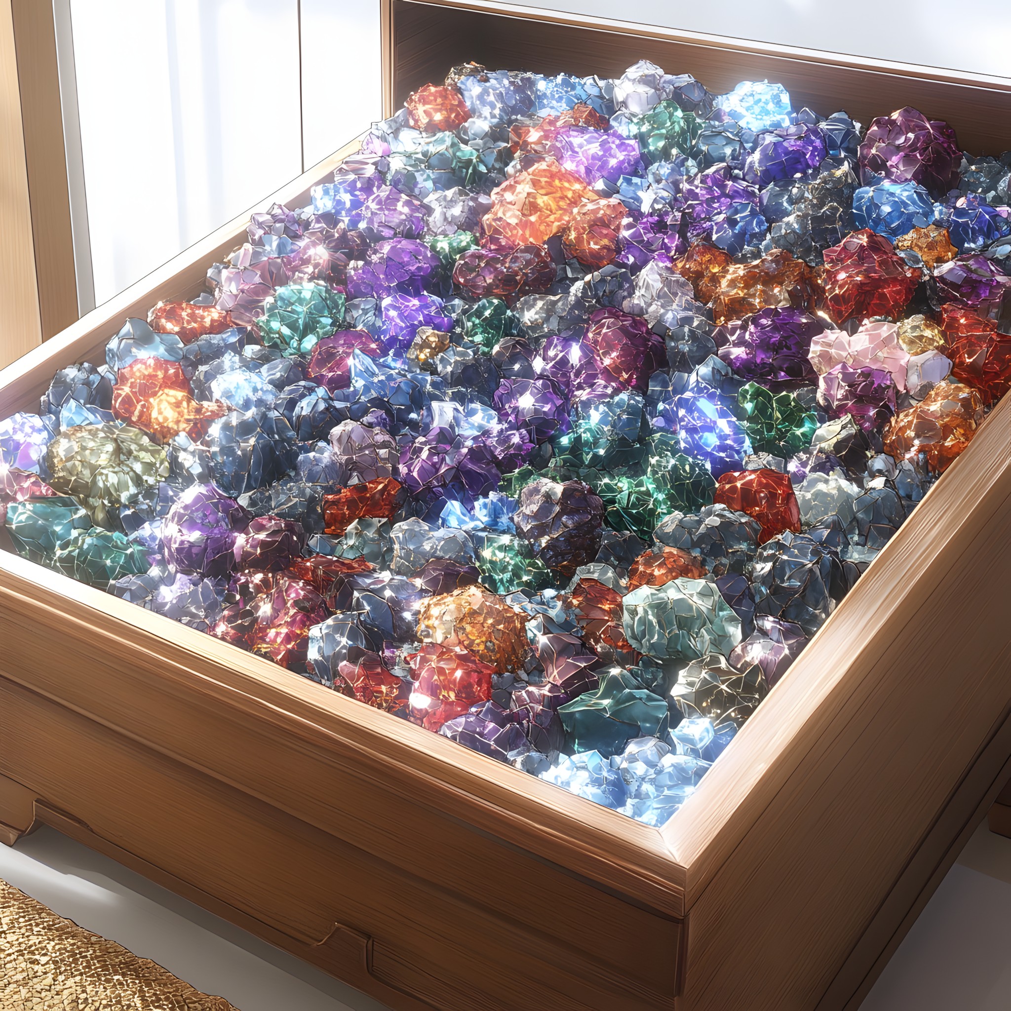 Natural material, Crystal, Box, Sphere, Collection