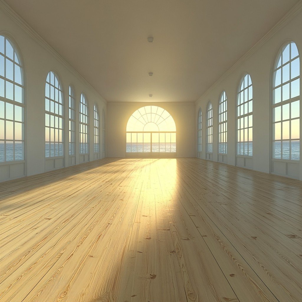 Wood flooring, Flooring, Floor, Wood, Laminate flooring, Hardwood, Architecture, Ceiling, Interior design, Plank, Composite material, Hall, Wood stain, Sunlight, Varnish, Plywood, Symmetry, Daylighting, Column, Design