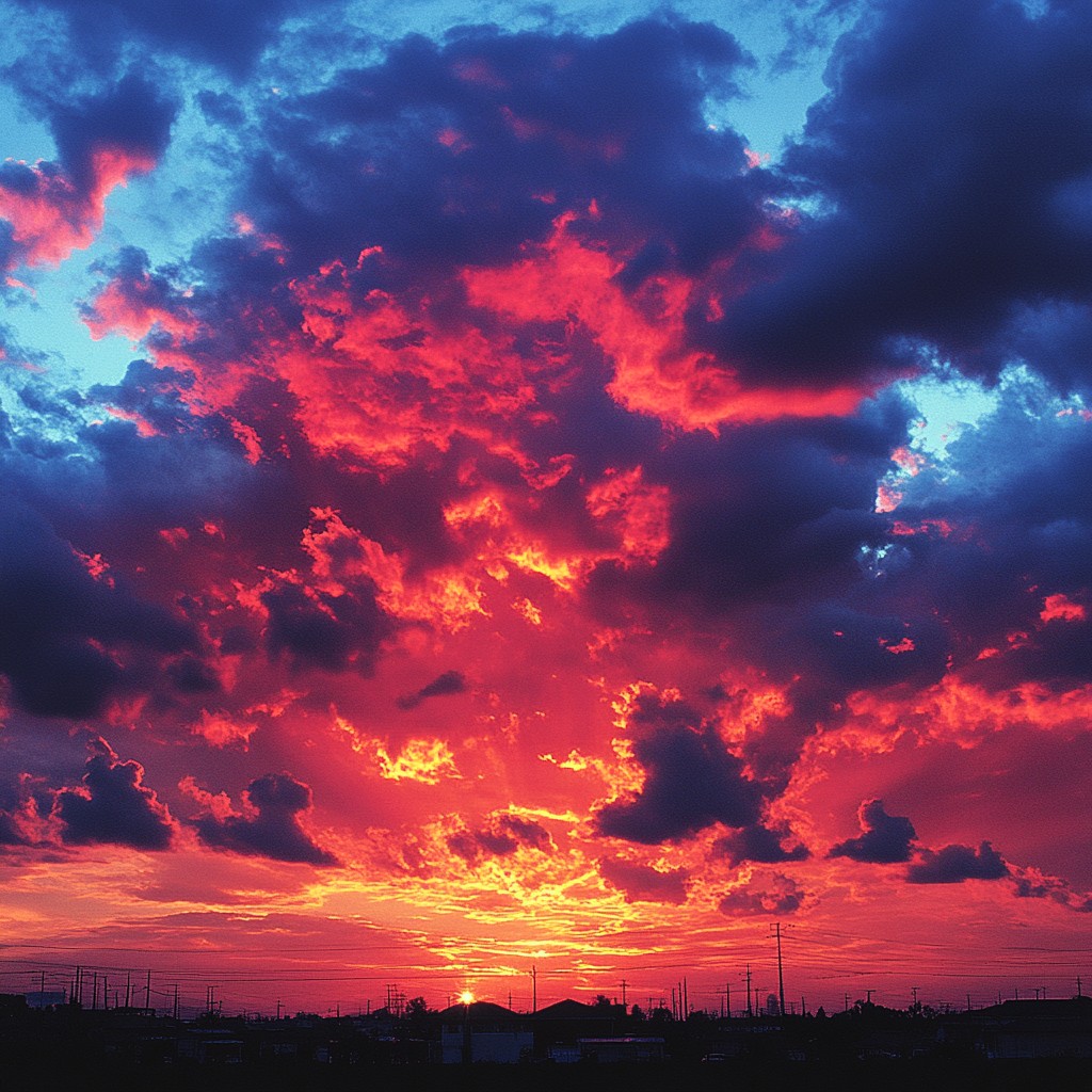 Cloud, Sky, Blue, Afterglow, Orange, Daytime, Red, Nature, Sunset, Dusk, Red sky at morning, Beauty, Sunrise, Cumulus, Evening, Pink, Sunlight, Morning, geological phenomenon, Heat