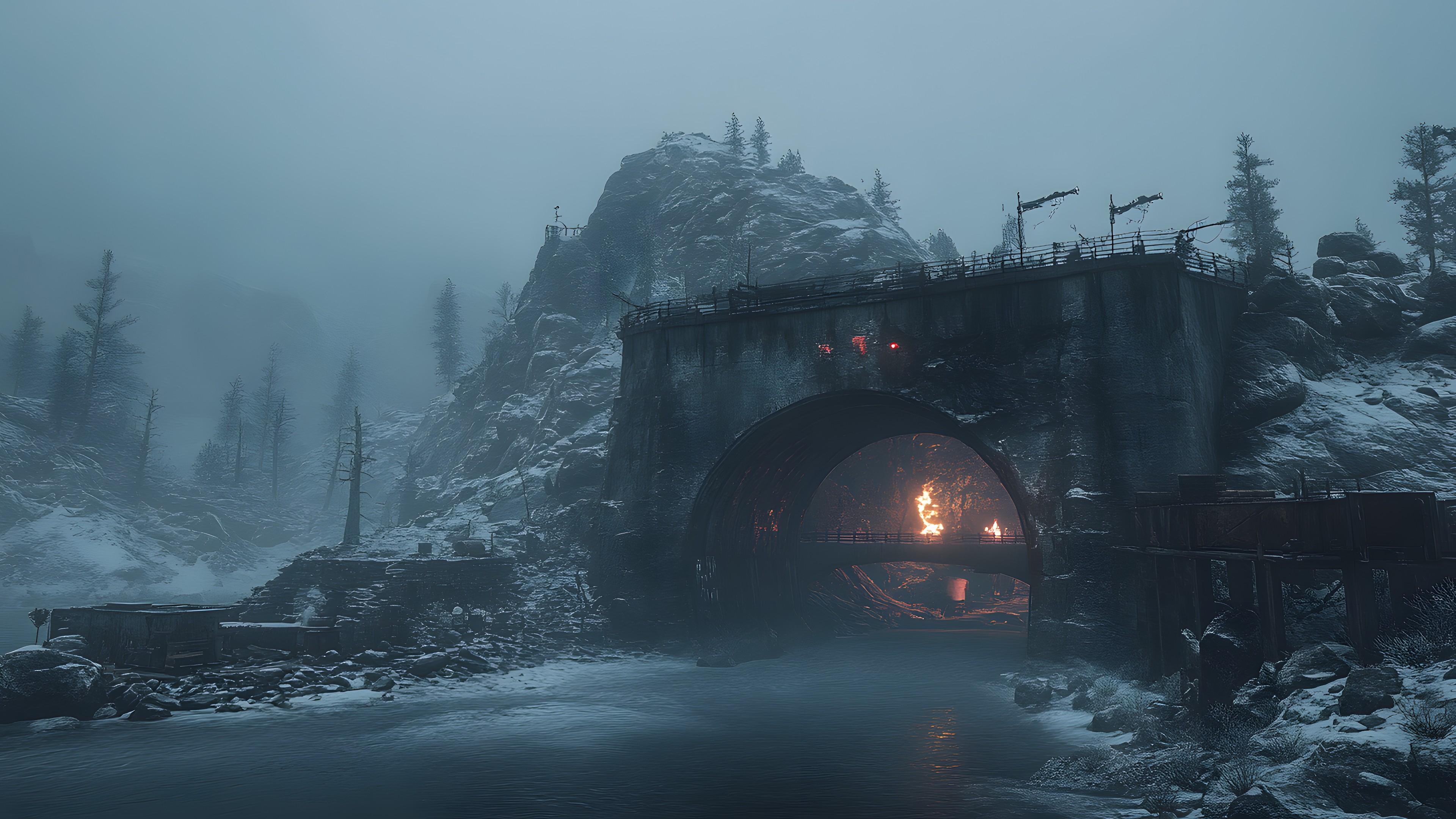 atmospheric phenomenon, Winter, Freezing, geological phenomenon, Snow, Mist, Bridge, Fog, Tunnel, PC game, Haze, Frost, Arch bridge, Winter storm, Precipitation, Locomotive, Digital compositing, Ice, Video Game Software