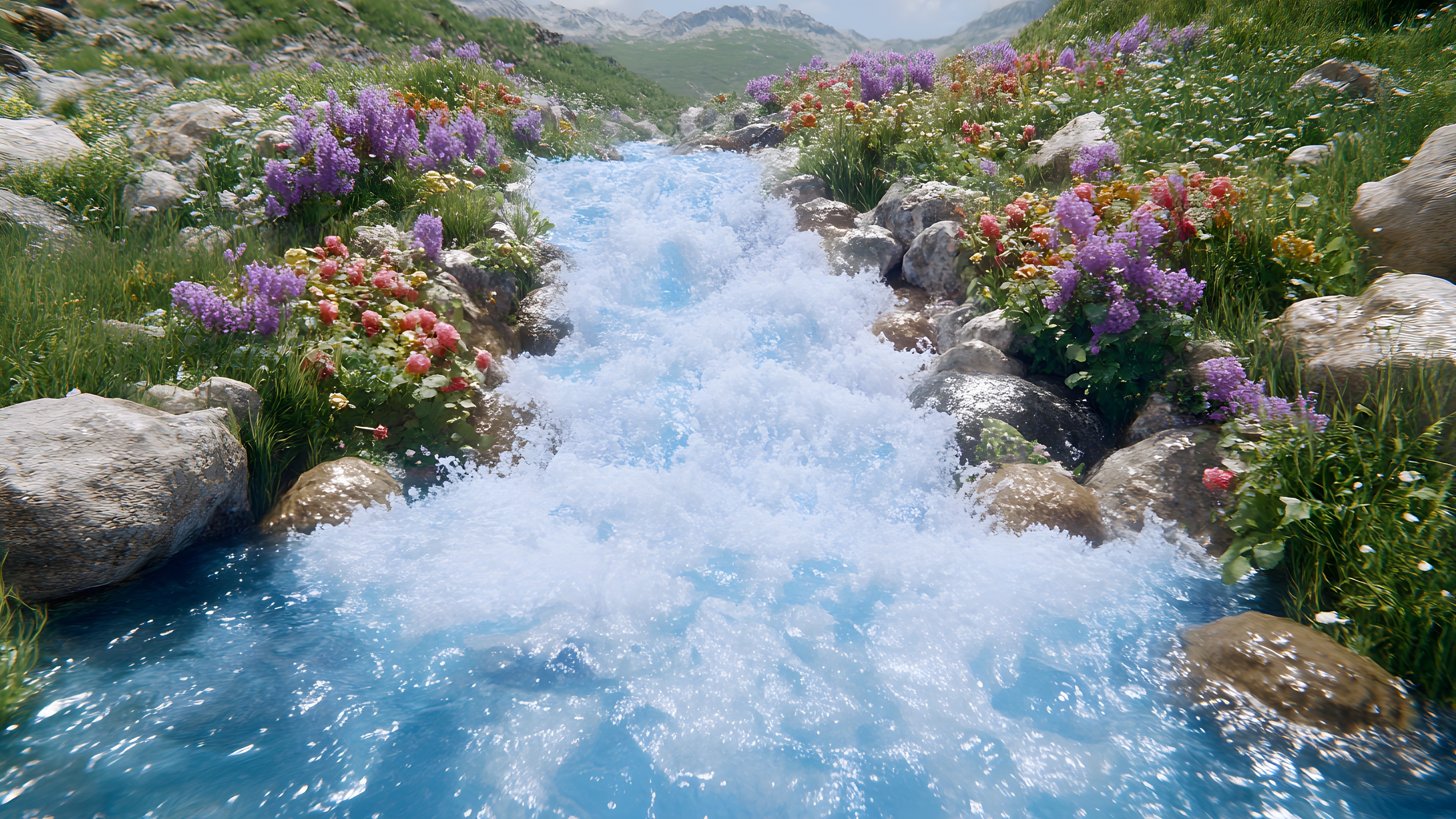 Water, Plant, Flower, Water resources, Plant community, Fluvial landforms of streams, Natural landscape, Watercourse, Leisure, Waterfall, Chute, Shrub, Landscape, Groundcover, Swimming pool, Stream, Water feature, Mountain river, Mountain, Spring