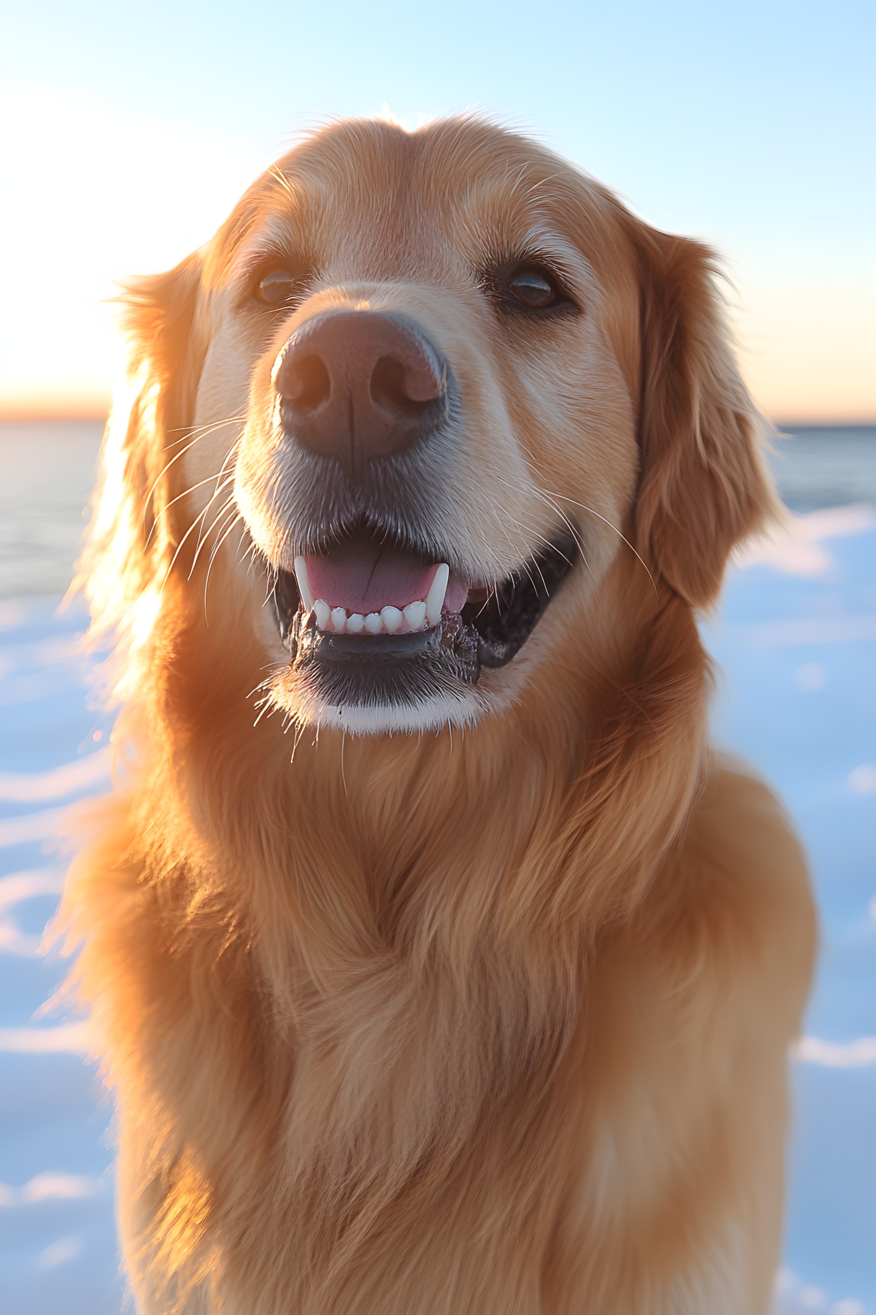 Dog, Facial expression, Happiness, Snout, Carnivores, Whiskers, Tooth, Retriever, Working animal, Golden Retriever, Canidae, Gun dog, Fur, Tongue, Collar, Guard dog, Dog collar