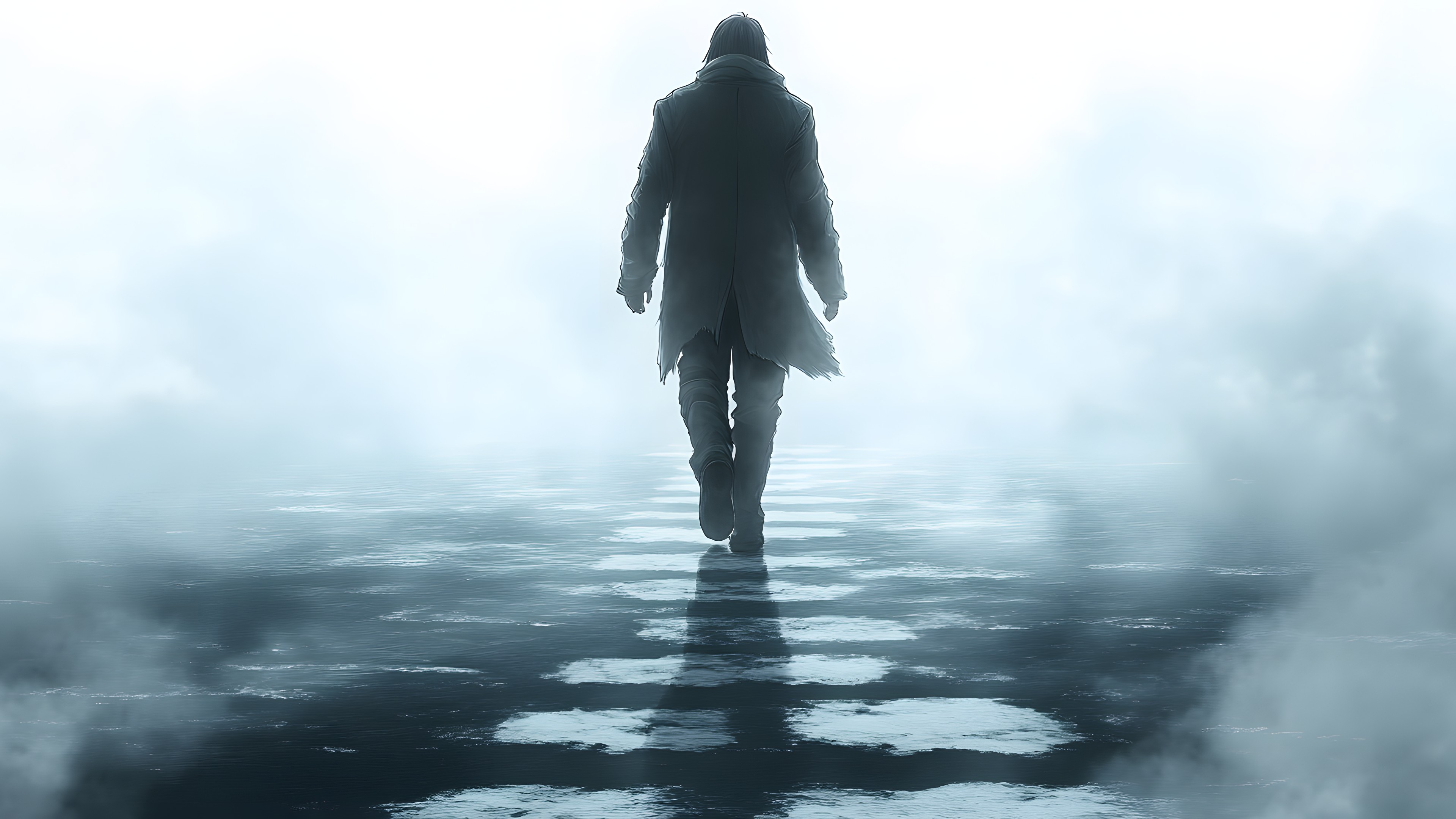 Fog, Mist, Winter, Haze, Walking, Lens flare, Freezing, Fictional character, Animation