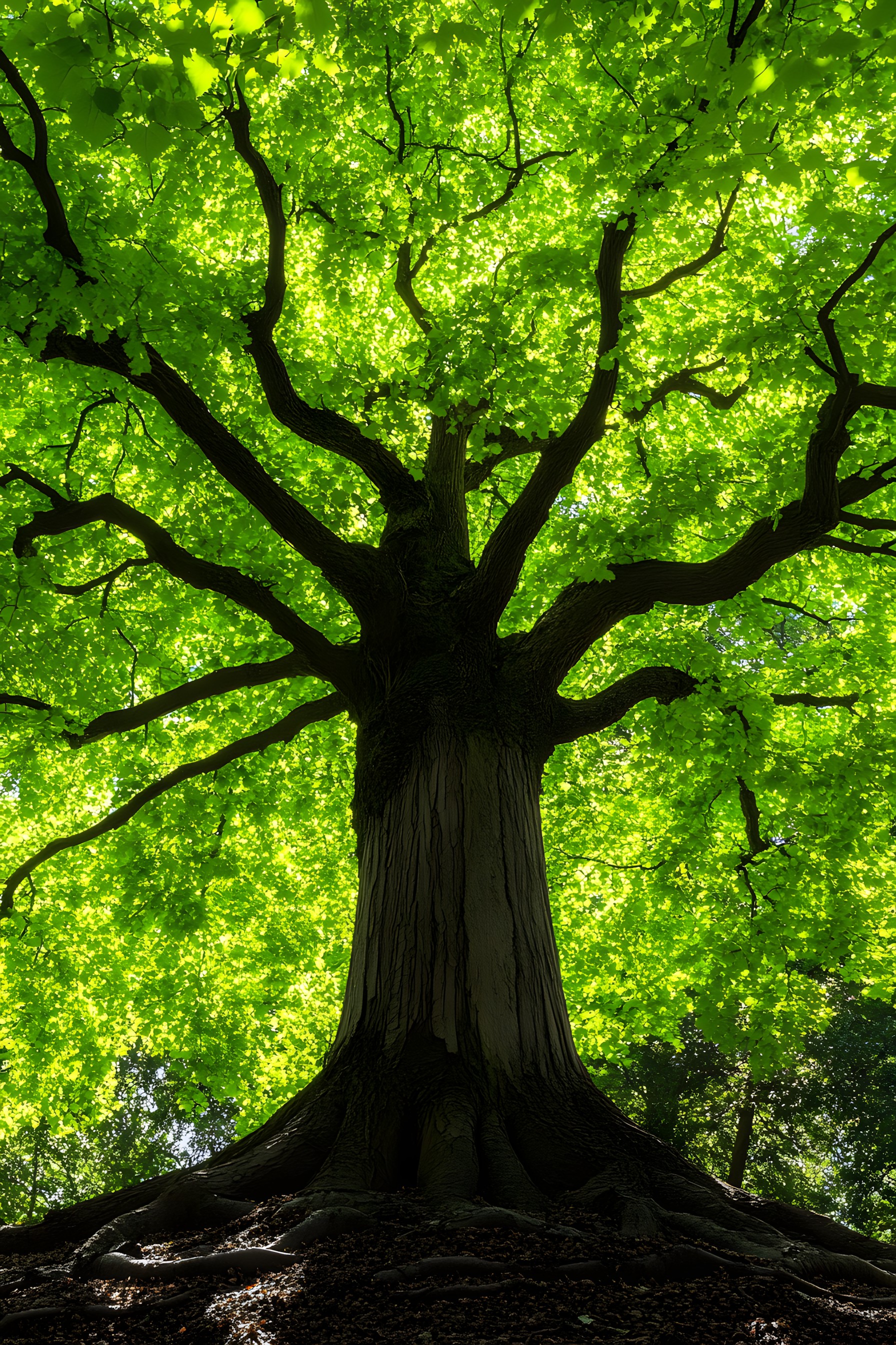 Green, Branch, Leaf, Natural environment, Nature, Wood, Trunk, Twig, Forest, Woody plant, Old-growth forest, Woodland, Shade, Temperate broadleaf and mixed forest, Northern hardwood forest, Grove, Valdivian temperate rain forest, Root, Shadow