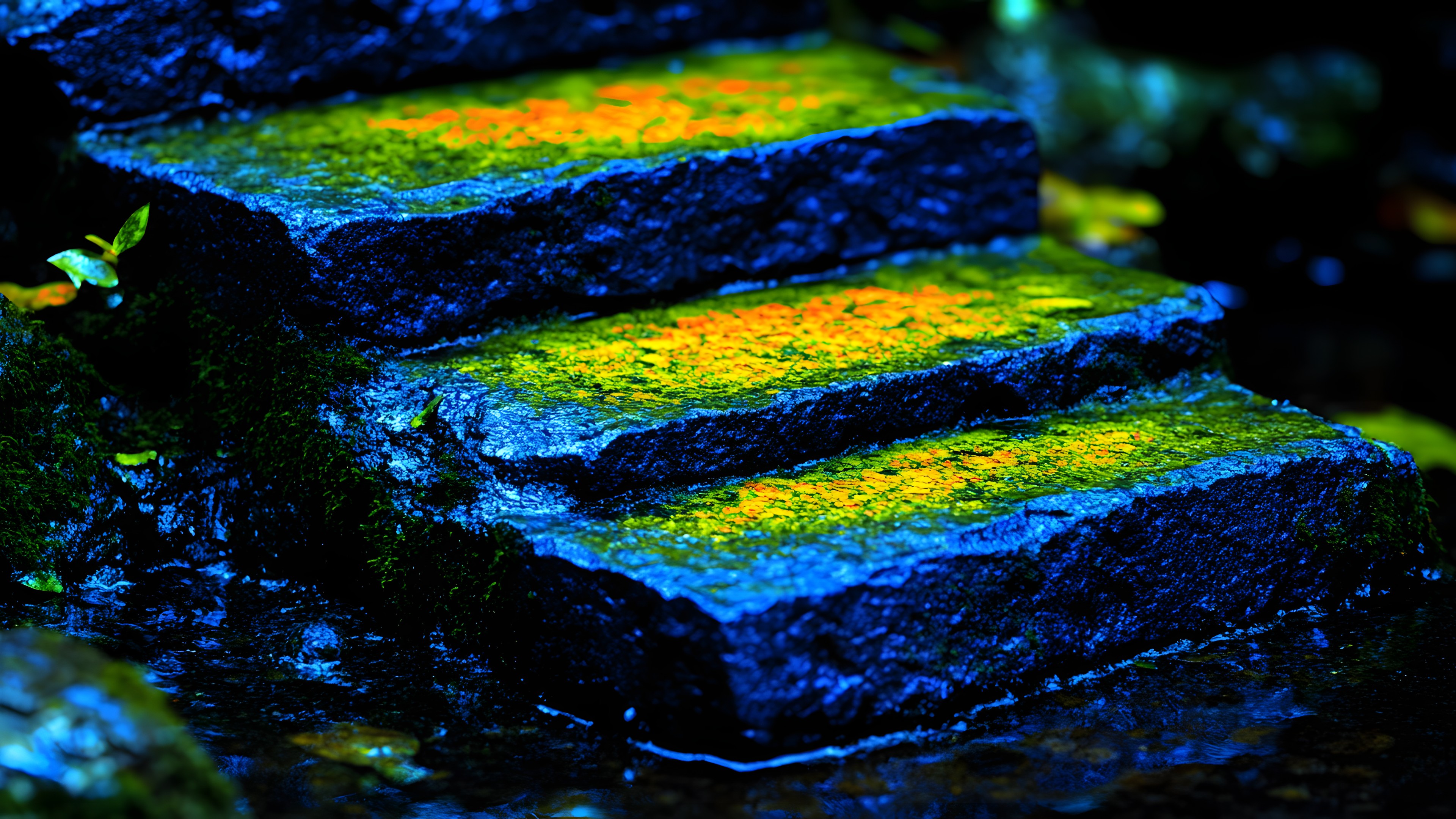 Green, Yellow, Stairs, Moss, Still life photography