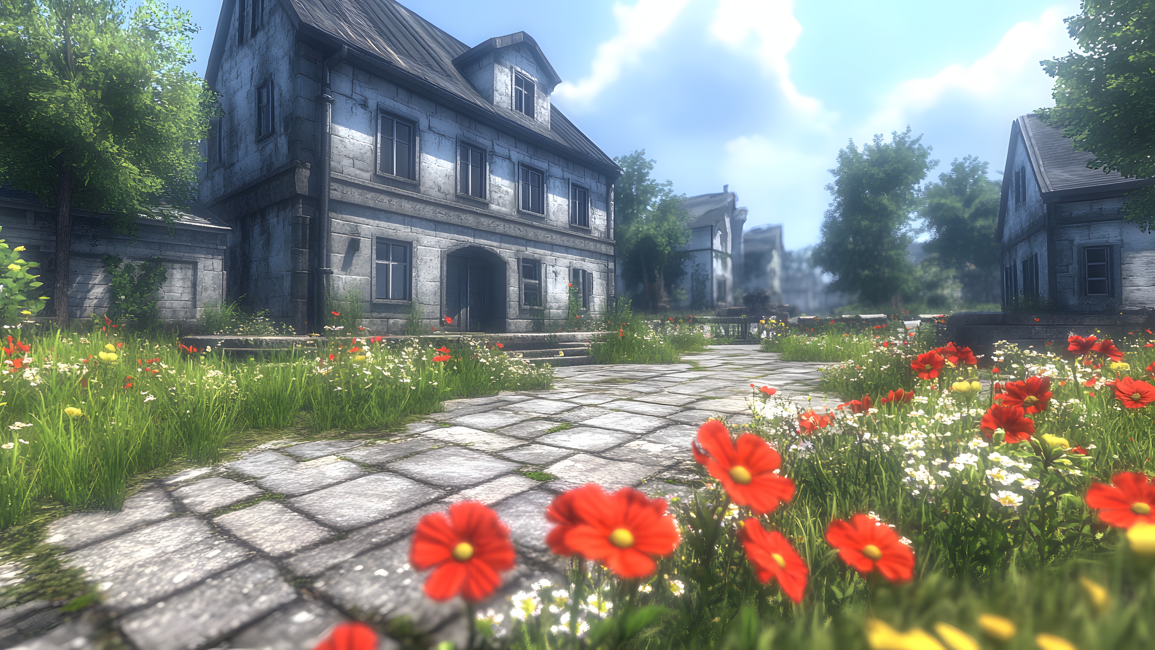 Plants, House, Garden, Cottage, Landscaping, Yard, Lawn, PC game, Backyard, Mansion, Historic house, Farmhouse