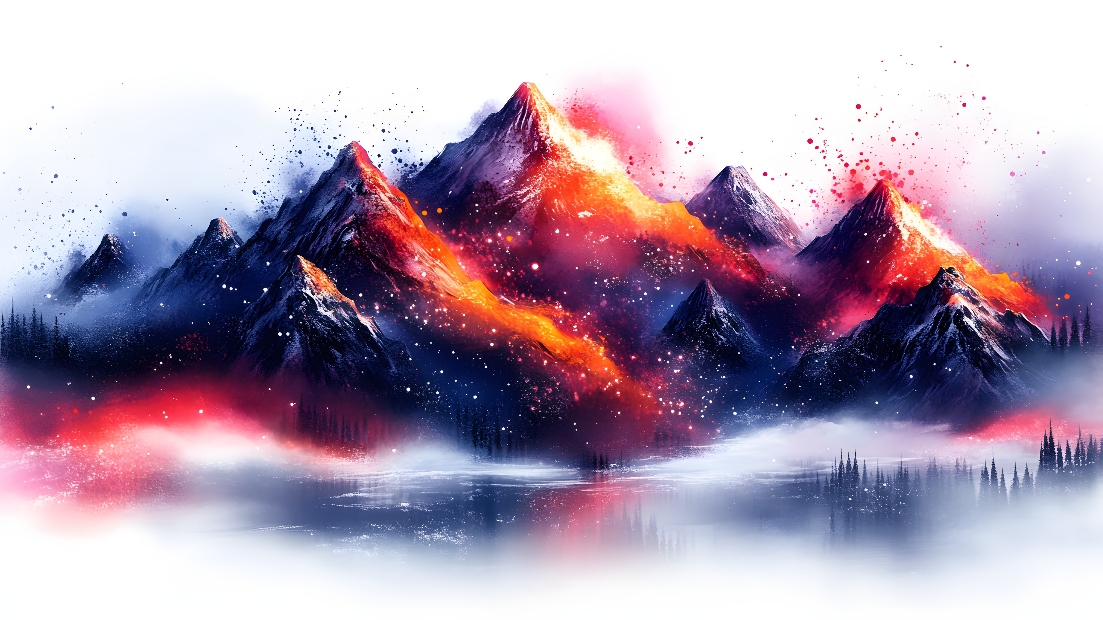 Winter, Mountain, Snow, geological phenomenon, Glacial landform, Freezing, Mountain range, Alps, Summit, Glacier, Ridge, Ice, Ice cap, Graphics, Arête, Precipitation, Massif, Frost, Watercolor painting, Nunatak