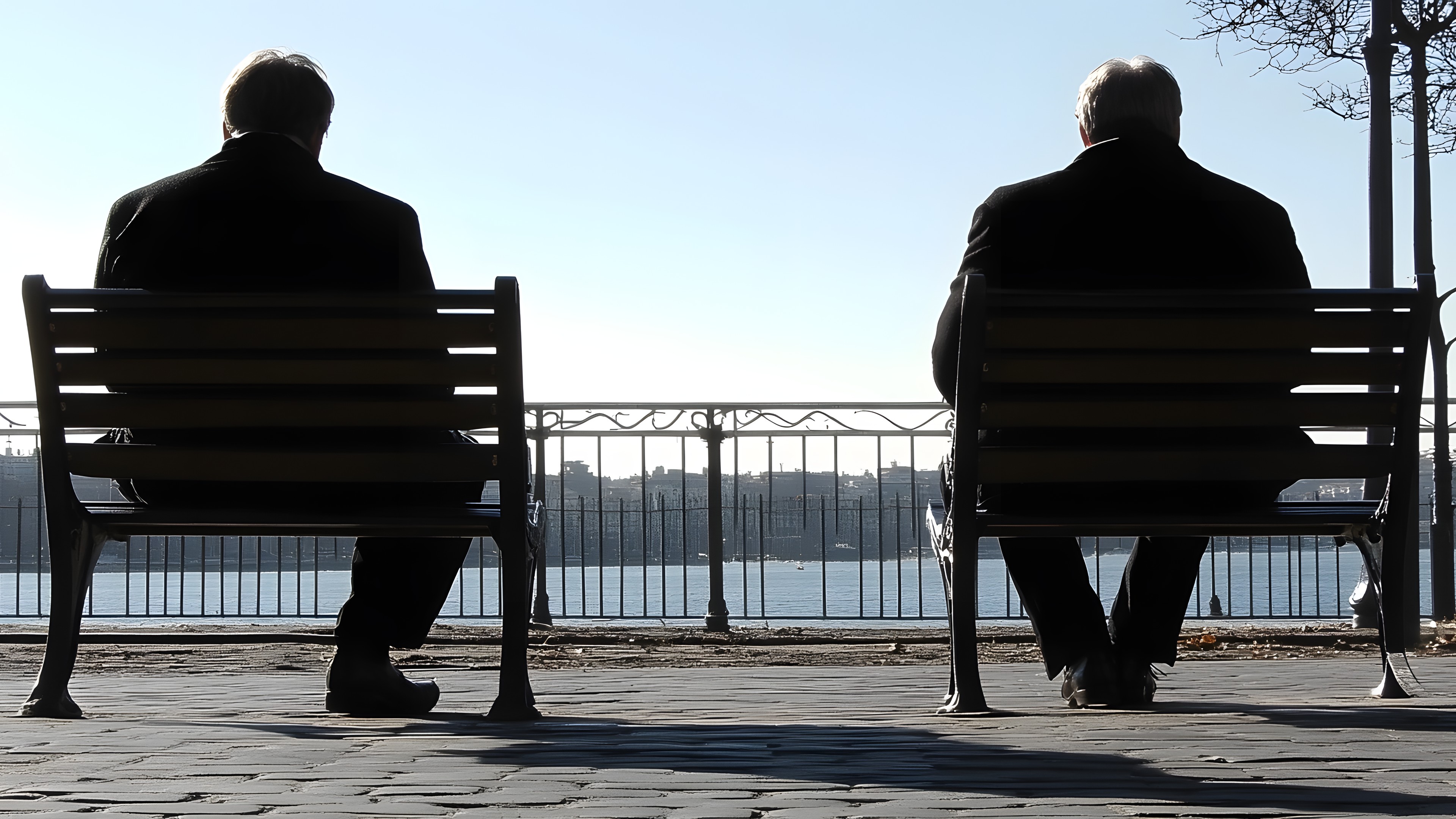 Outdoor Bench, Bench, Furniture, Outdoor furniture, Sitting, Evening, Leisure, Conversation, Silhouette, Street furniture, Human back, Armrest, Shadow, Love