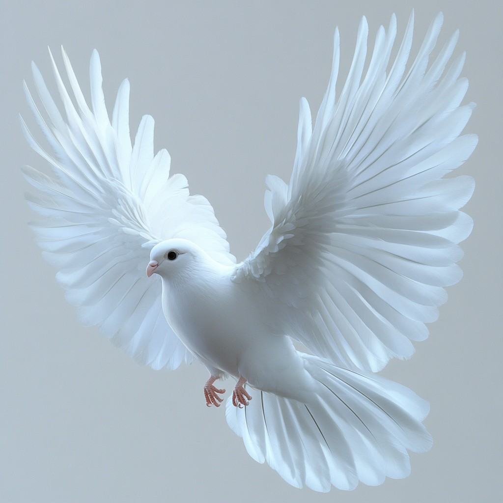 Bird, White, Beak, Vertebrate, Wing, Pigeons and doves, Feather, Peace symbols, Tail, Peace, Flight