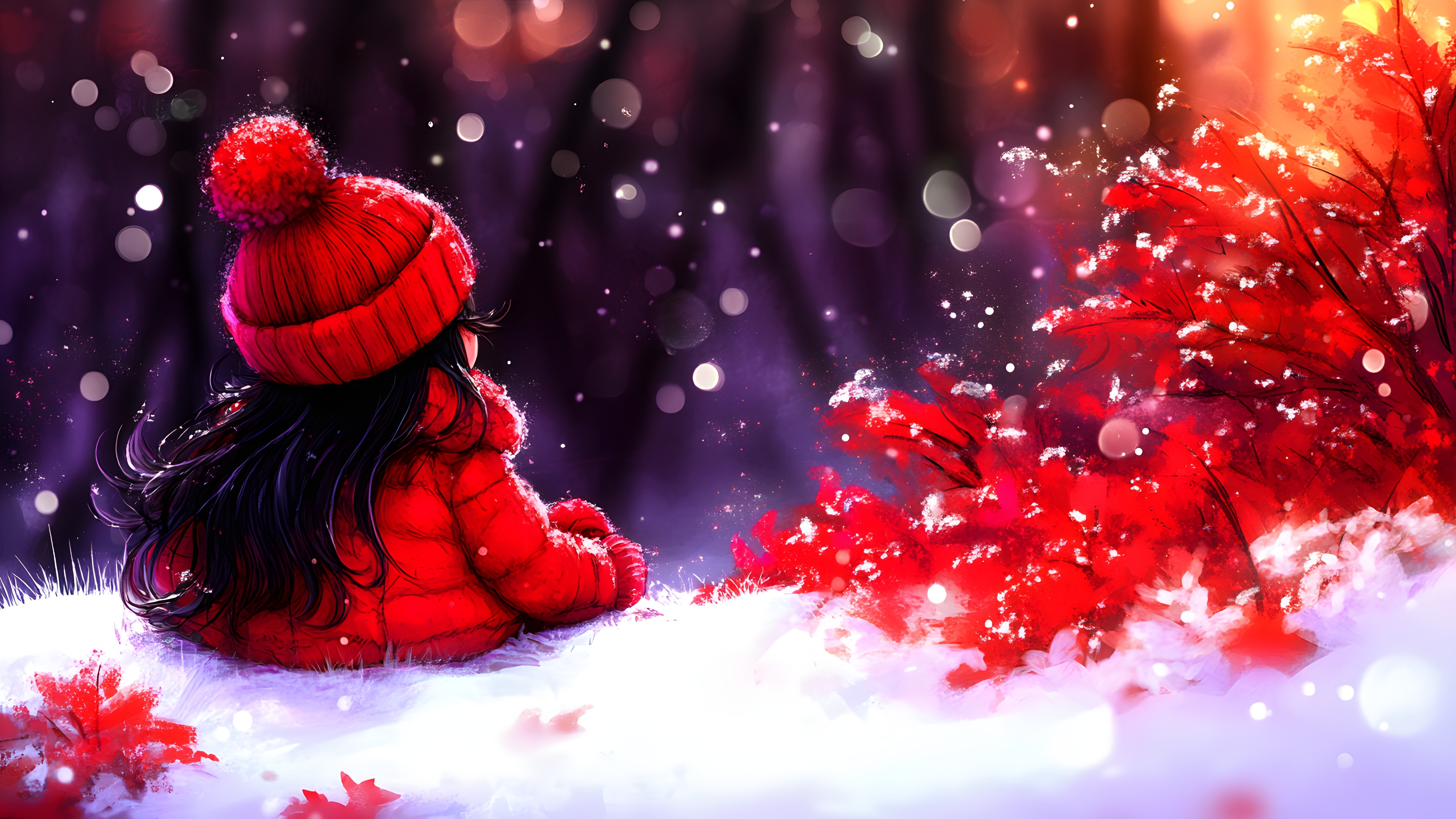 Red, Winter, Snow, Precipitation, Happiness, Frost, Graphics, Love, Freezing, Animation, Holiday, Fictional character