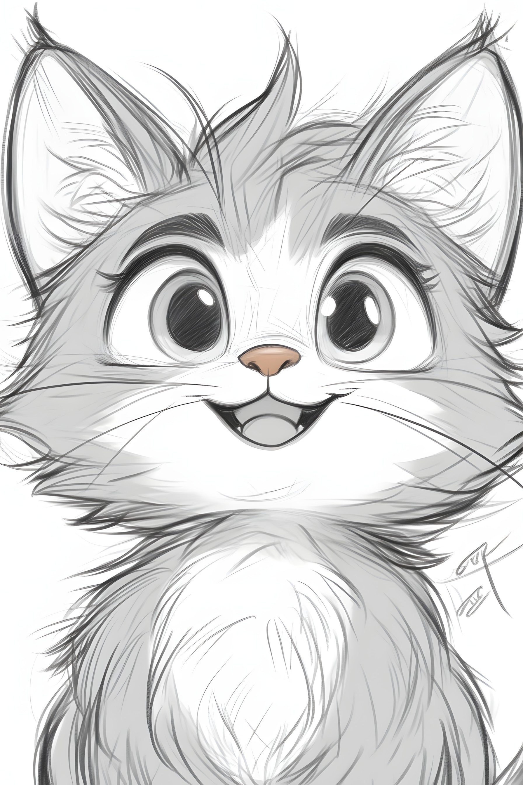 White, Facial expression, Cartoon, Line art, Snout, Whiskers, Illustration, Cat, Graphics, Clip art, Felidae, Fictional character, Animated cartoon, Animation, Felinae, Coloring book