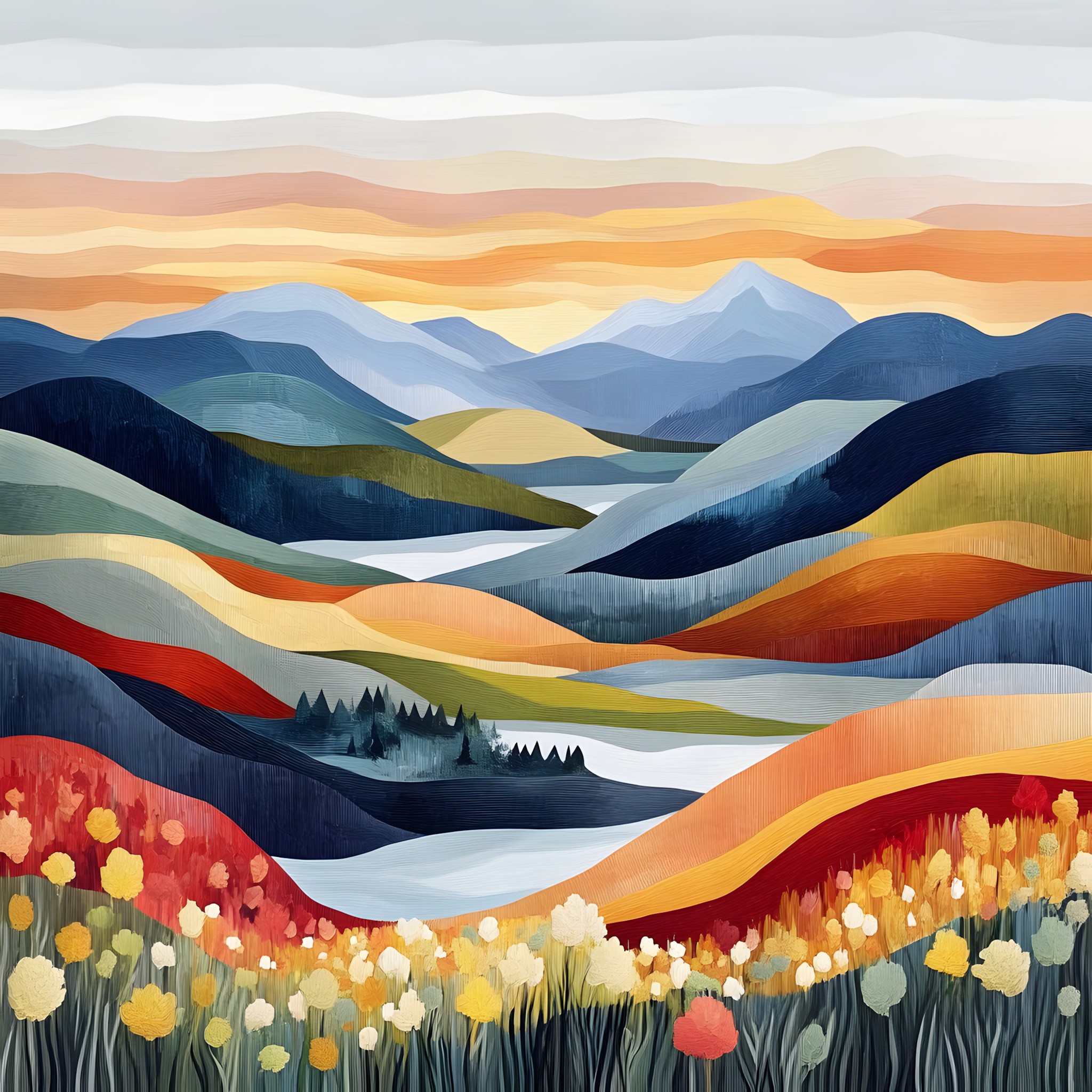 Mountainous landforms, Natural landscape, Hill, Landscape, Mountain, Mountain range, Orange, Valley, Painting, Ridge, Paint, Fell, Art Paint, Prairie, Modern art, Summit, Acrylic paint, Alps, Massif, Mount Scenery