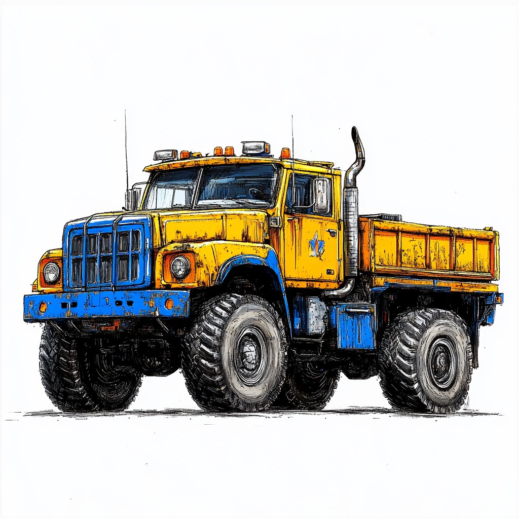 Land vehicle, Motor vehicle, Automotive Tire, Commercial vehicle, Truck, Automotive Wheel System, Bumper, Grille, Fender, Tread, Off-road vehicle, Machine, Headlamp, Heavy equipment, Hood, Rolling, Synthetic rubber, Six-wheel drive, Locking hubs, Tire Care