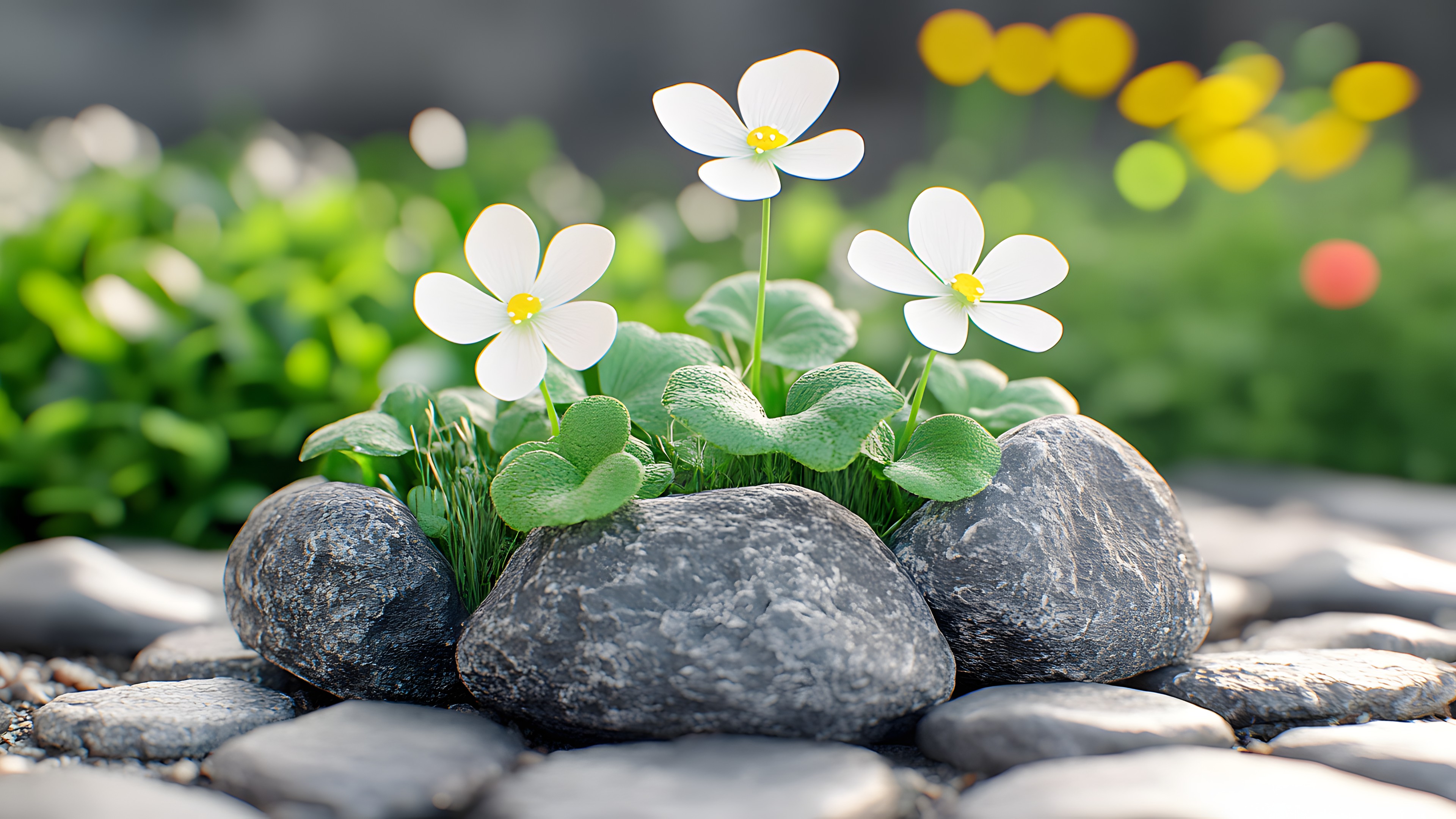 Flower, Green, Petal, Close-up, Flowering plant, Herbaceous plant, Pebble, Macro photography, Perennial plant, Wildflower, Wood sorrels, Jasmine, Touch-me-not