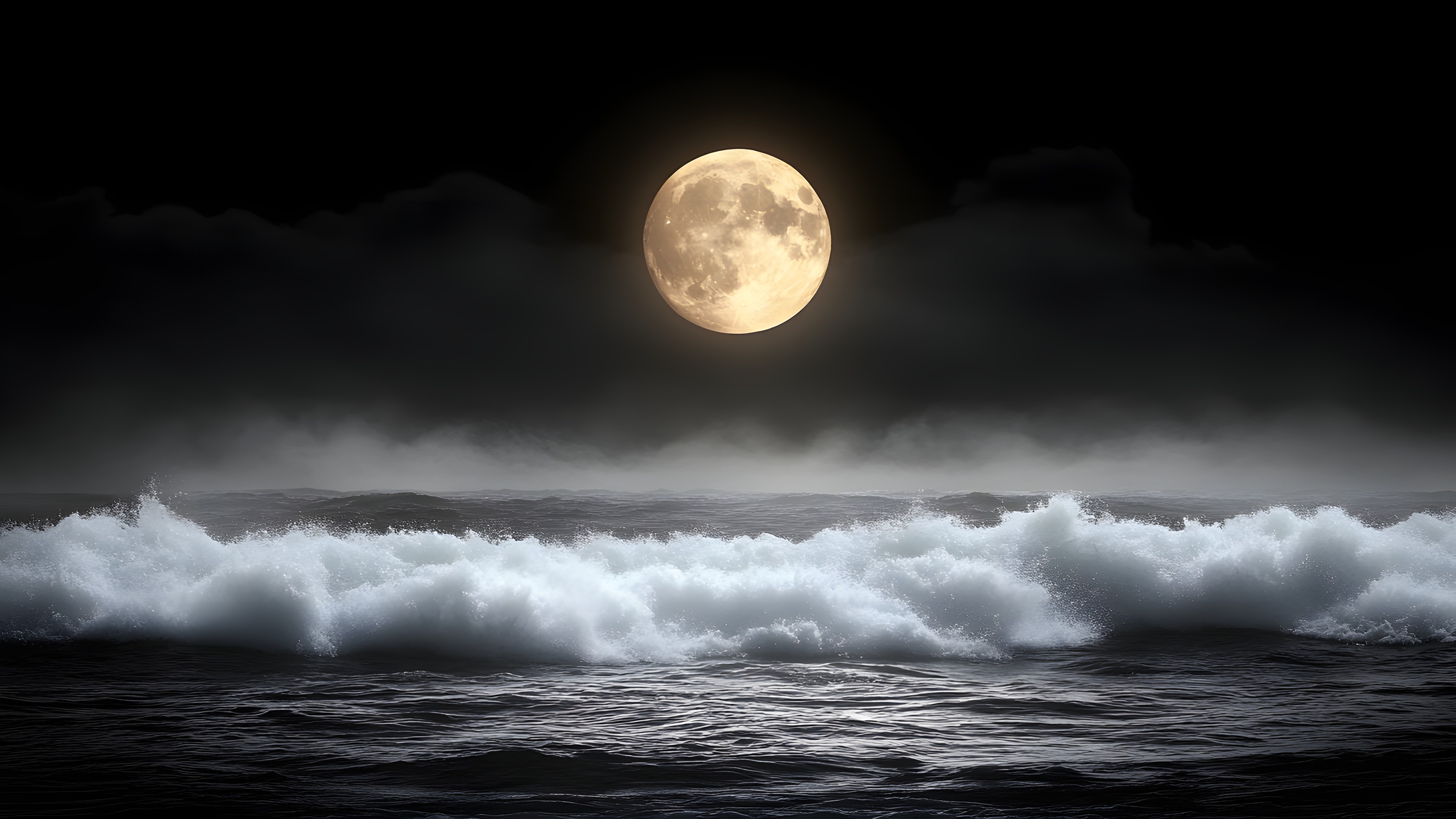 Cloud, Water, Sky, Atmosphere, Moon, Light, Flash photography, World, Sunlight, Grey, Black-and-white, Style, Astronomical object, Natural landscape, Midnight, Full moon, Cumulus, Monochrome, Monochrome photography, Horizon